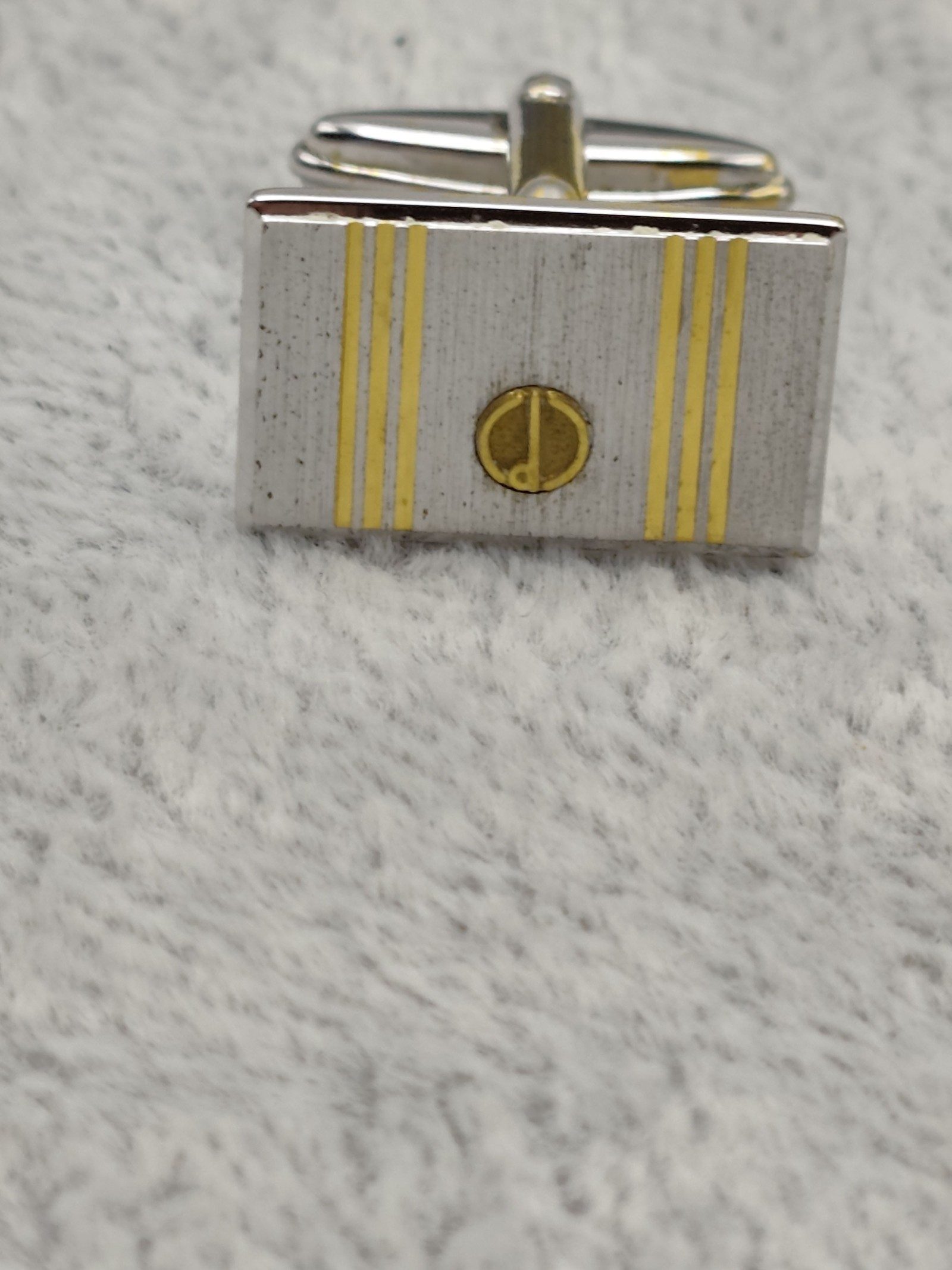 Dunhill Silver & Gold Striped Rectangular Cufflinks Vintage image 6