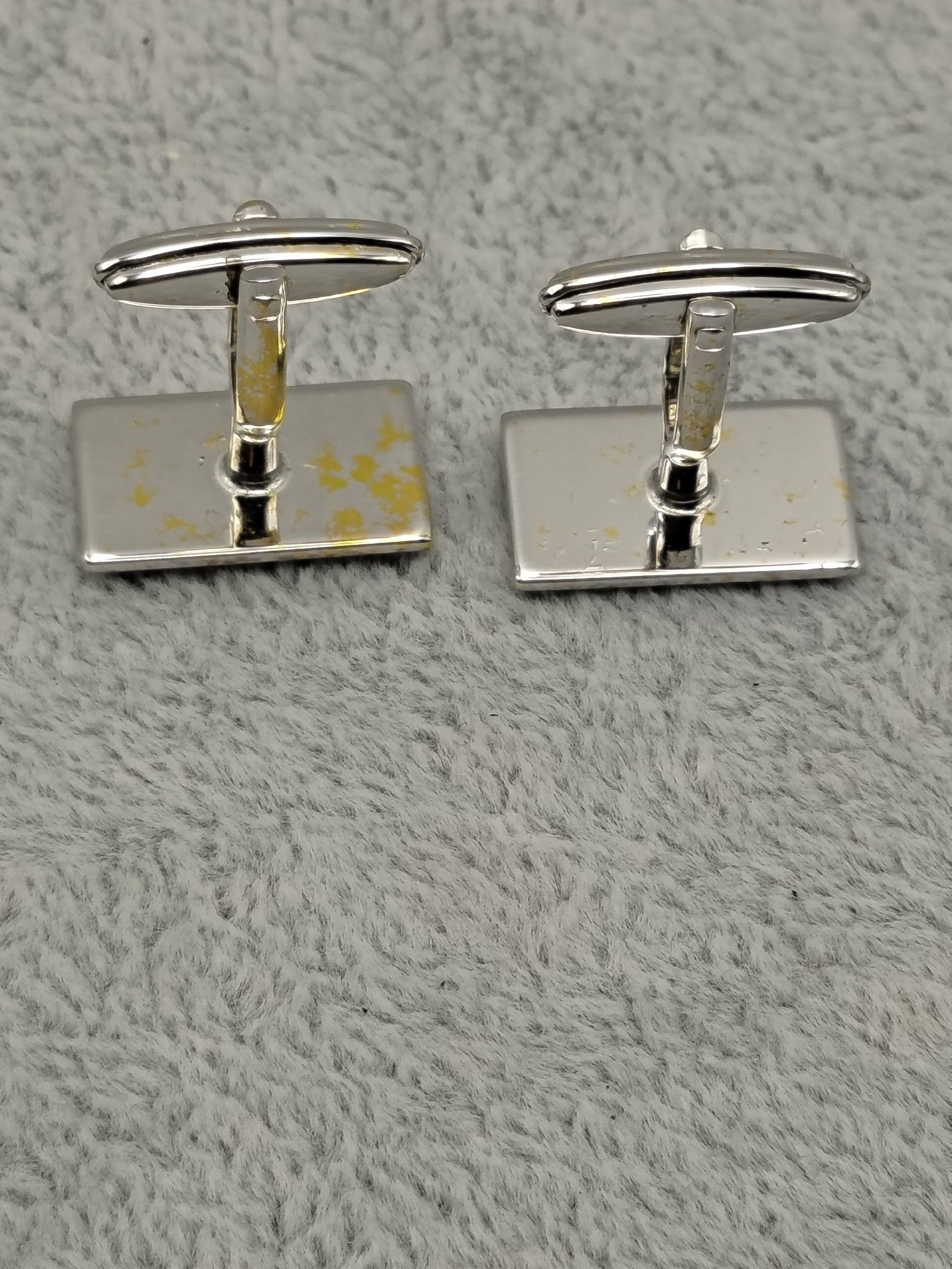 Dunhill Silver & Gold Striped Rectangular Cufflinks Vintage image 7
