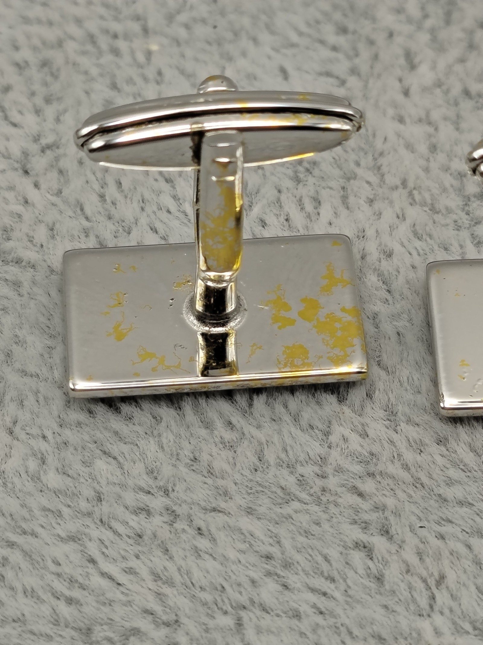 Dunhill Silver & Gold Striped Rectangular Cufflinks Vintage image 8