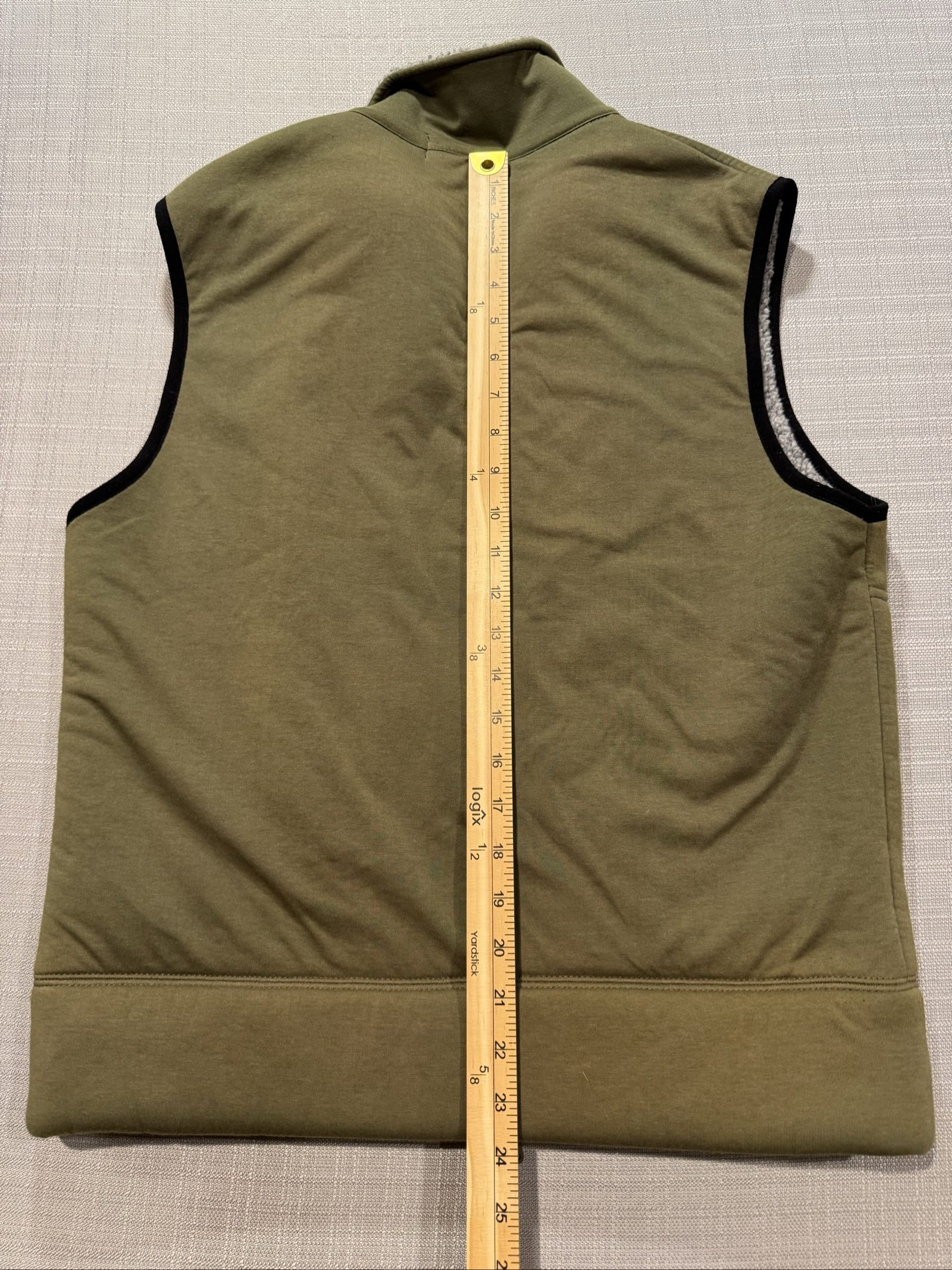 Men’s J.Crew Sherpa Fleece Lined Full Zip Vest – Olive Green – Medium image 5