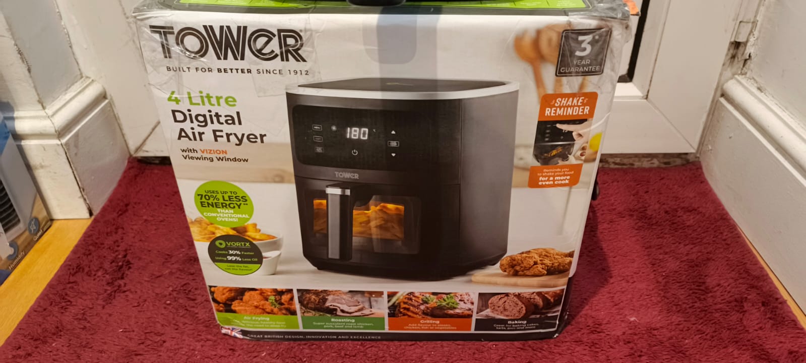Tower Black 4 Litre Digital Air Fryer with Vizion Viewing Window