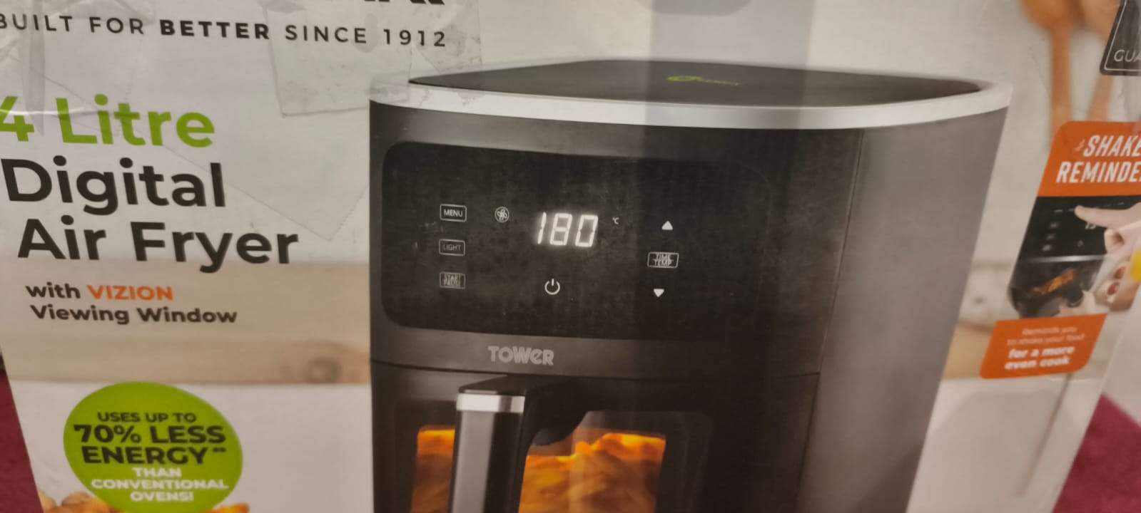 Tower Black 4 Litre Digital Air Fryer with Vizion Viewing Window image 5