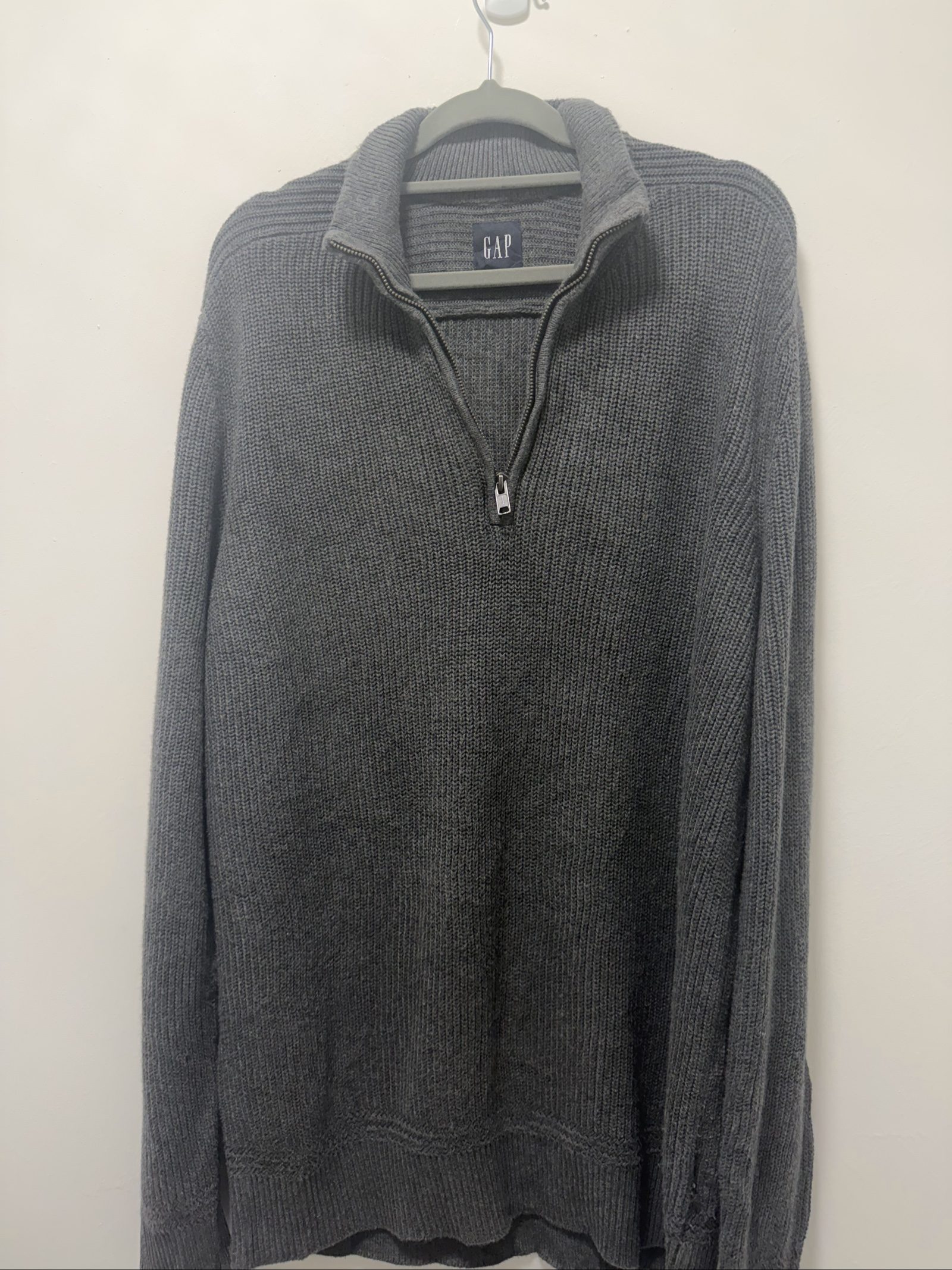 GAP Grey Mens Half Zip Knit Sweater Large