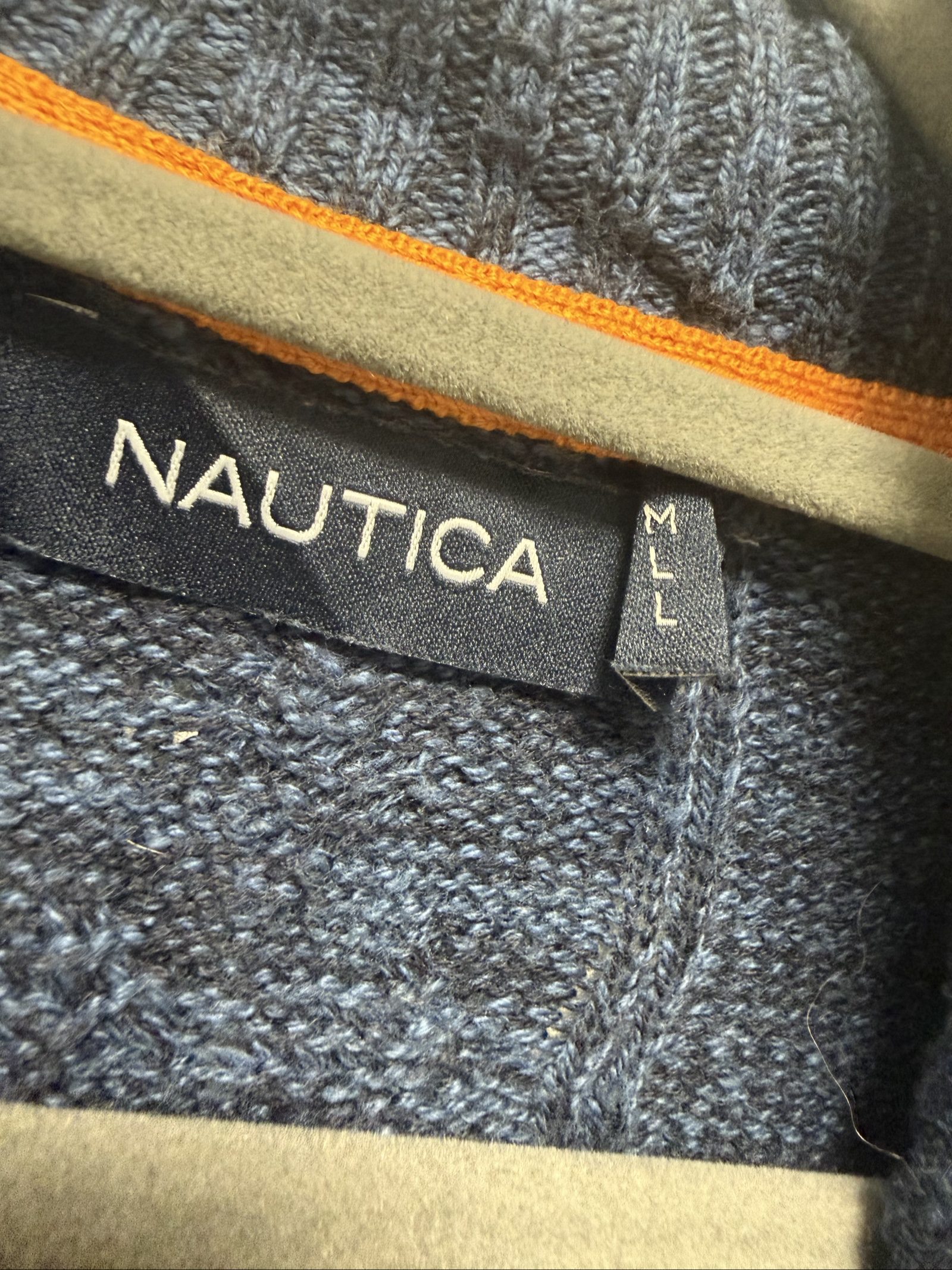 Nautica Men's Navy Cable Knit Cardigan Sweater Medium image 2