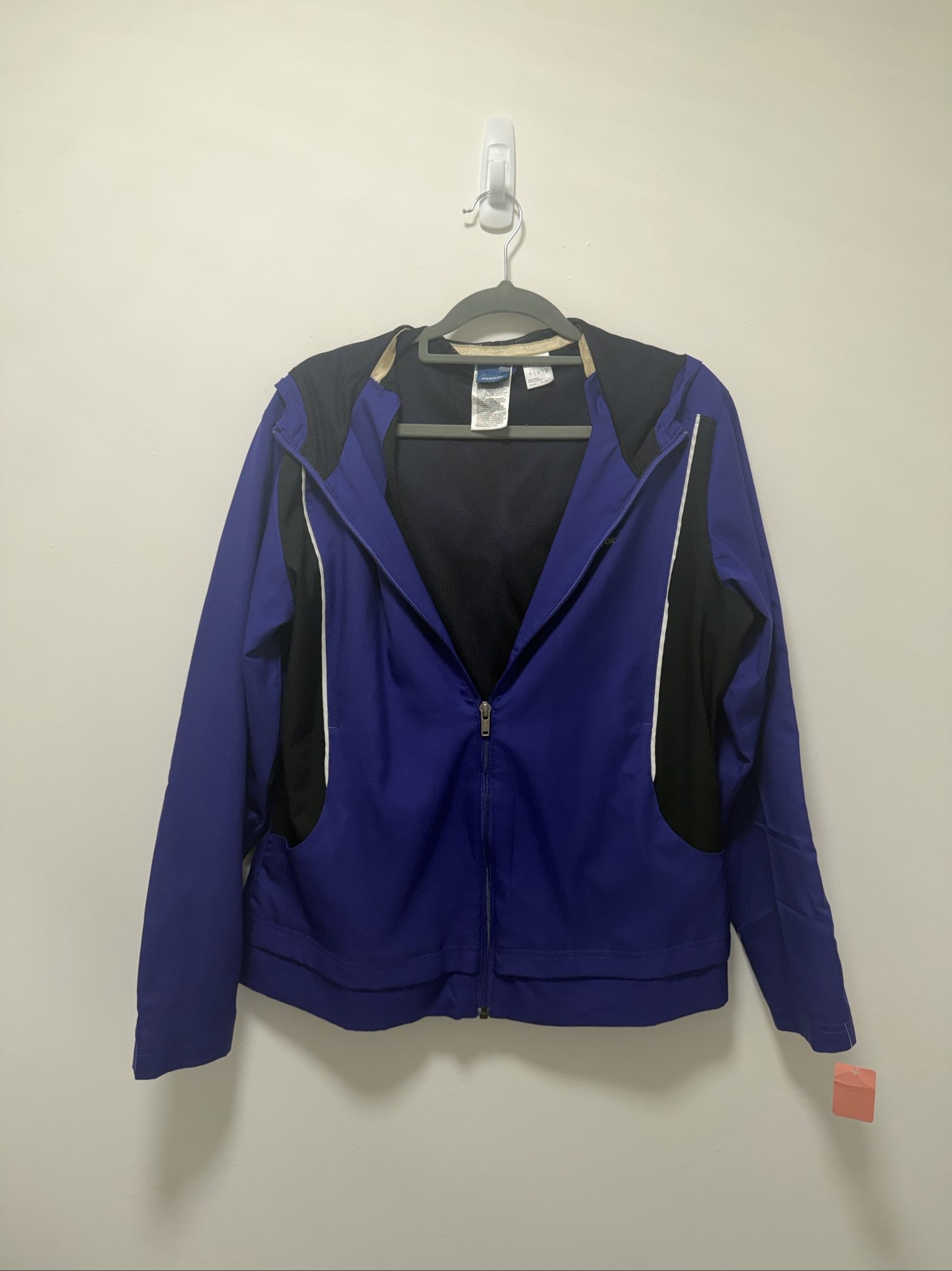 Reebok Women's Blue & Black Hooded Zip-Up Sports Jacket Medium image 2