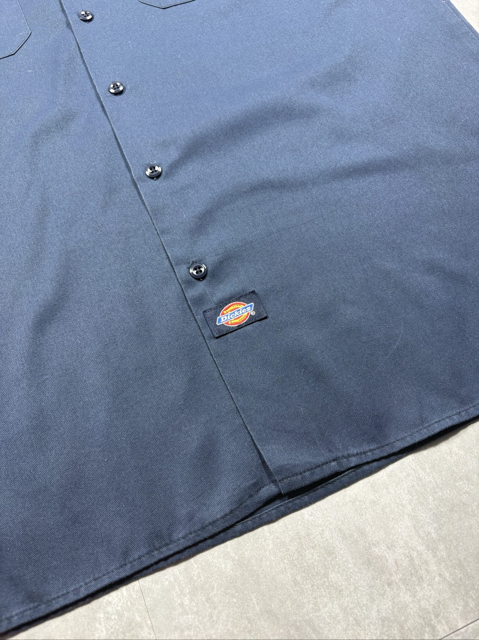 Dickies Navy Work Short Sleeve Shirt L Embroidered Logo image 6