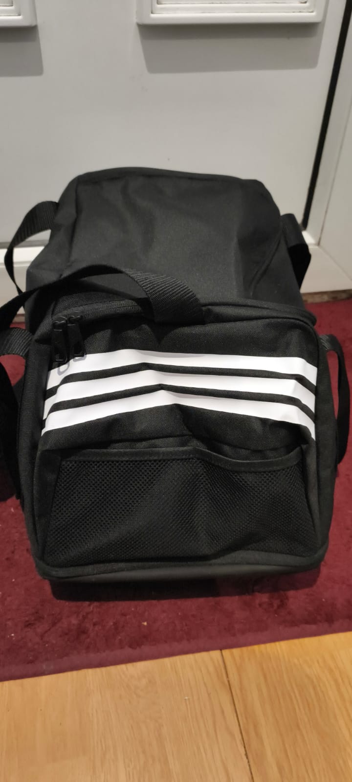 Adidas Black & White Sports Duffle Bag Large with Striped Design image 2