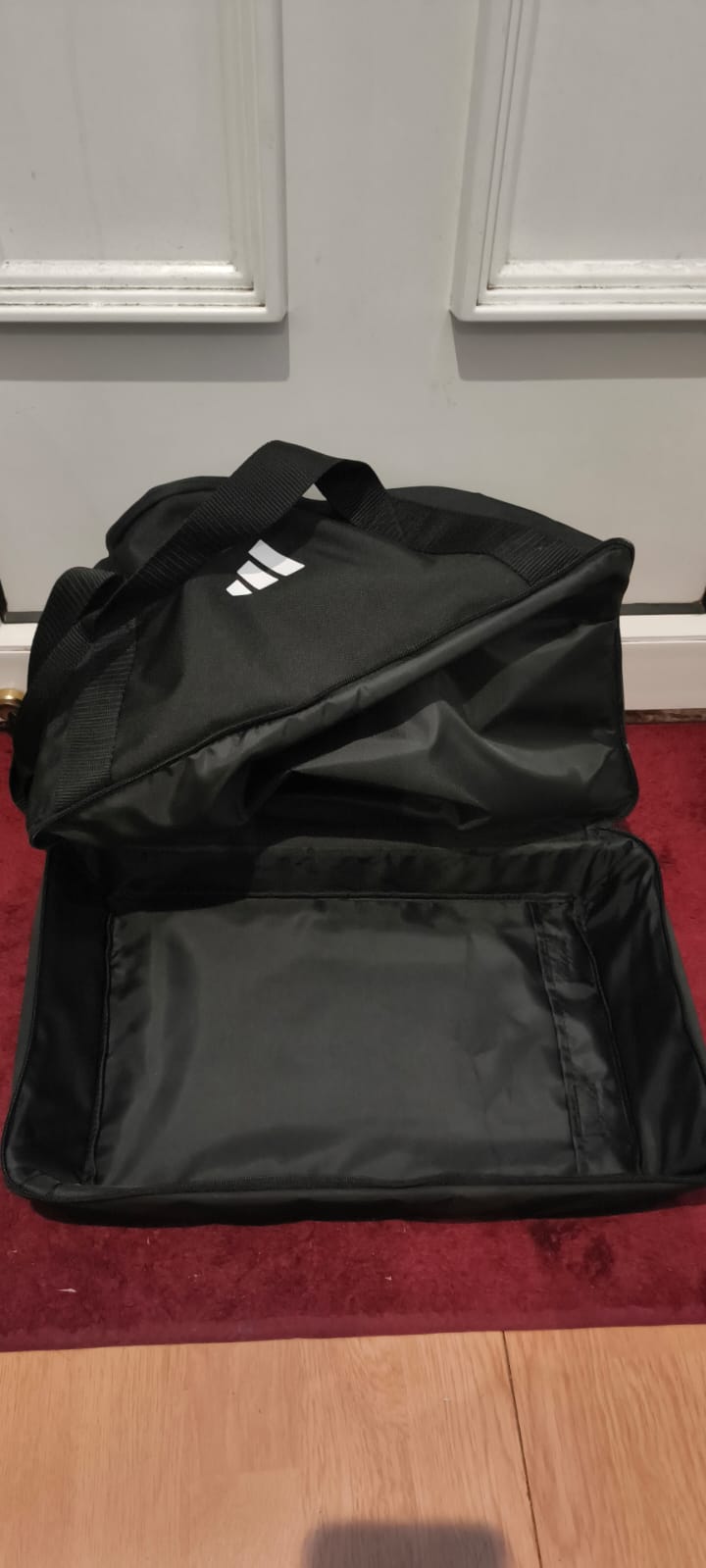 Adidas Black & White Sports Duffle Bag Large with Striped Design image 3