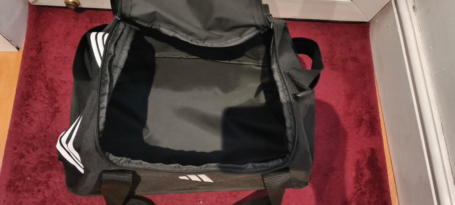 Adidas Black & White Sports Duffle Bag Large with Striped Design image 4