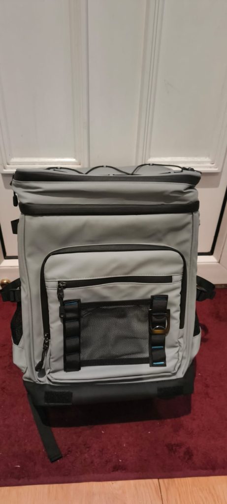 Grey Rolling Cooler Backpack with Insulated Compartments
