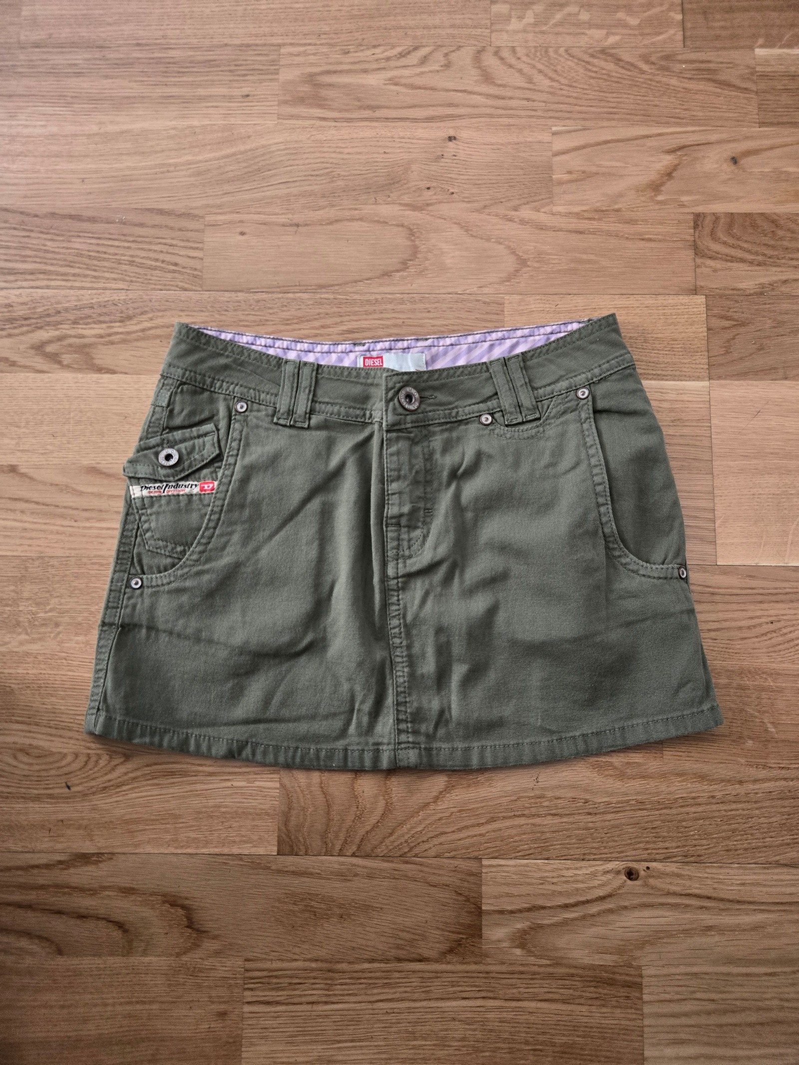 Diesel Girls Khaki Green Cotton Mini Skirt Size 10 Years NWT