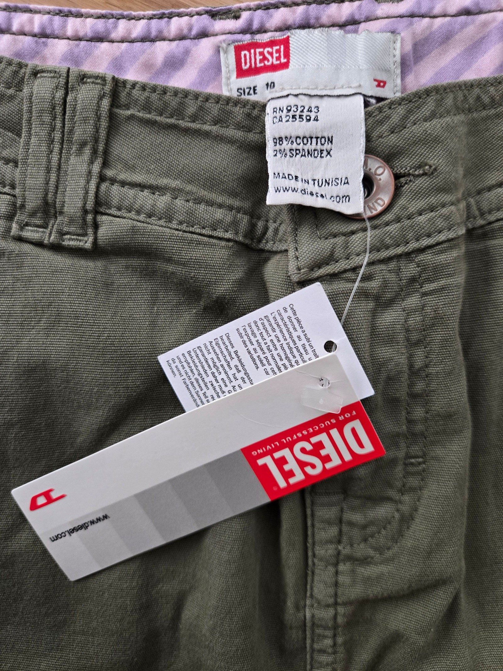 Diesel Girls Khaki Green Cotton Mini Skirt Size 10 Years NWT image 4