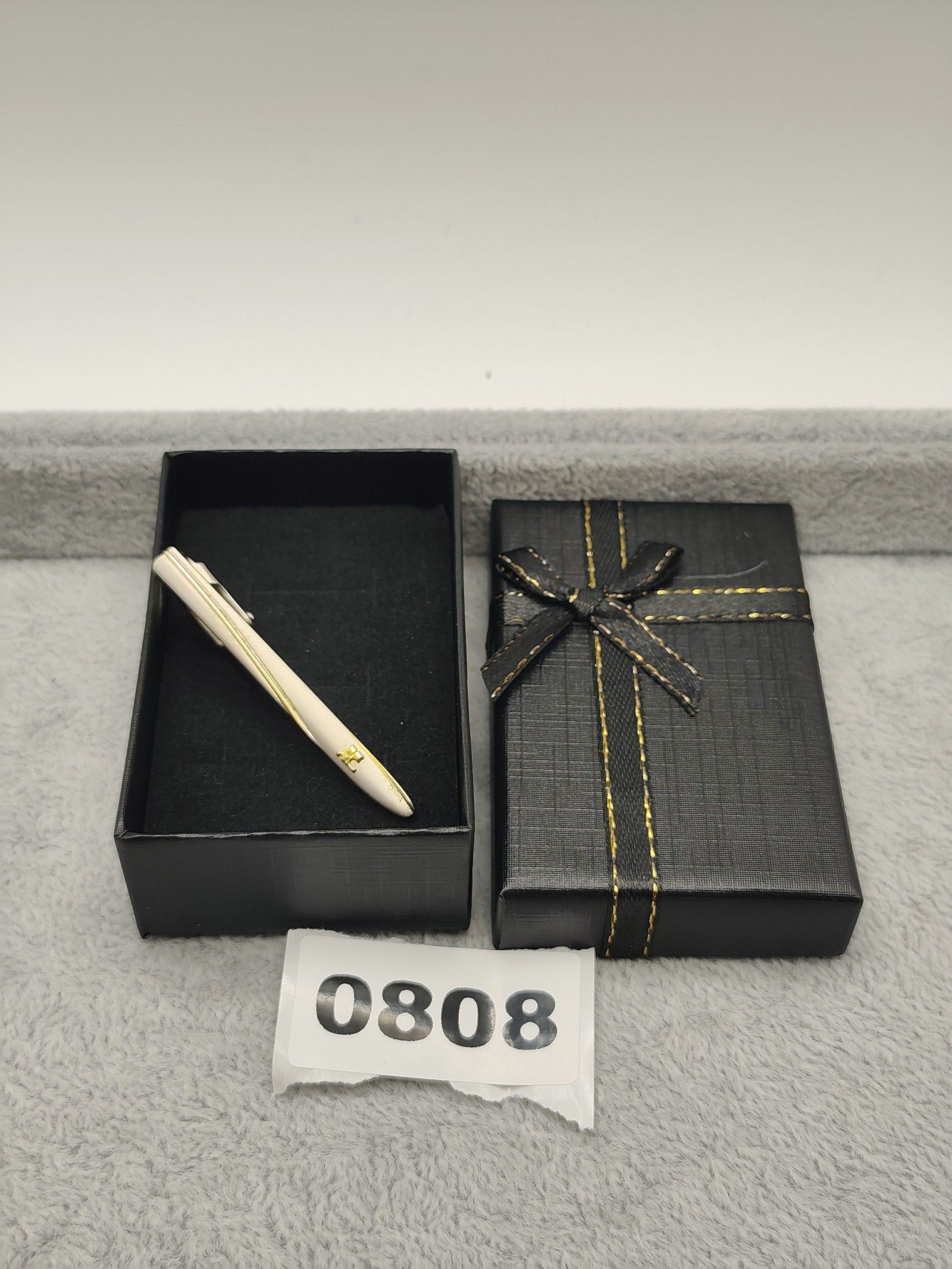Courreges White & Gold Tone Tie Clip