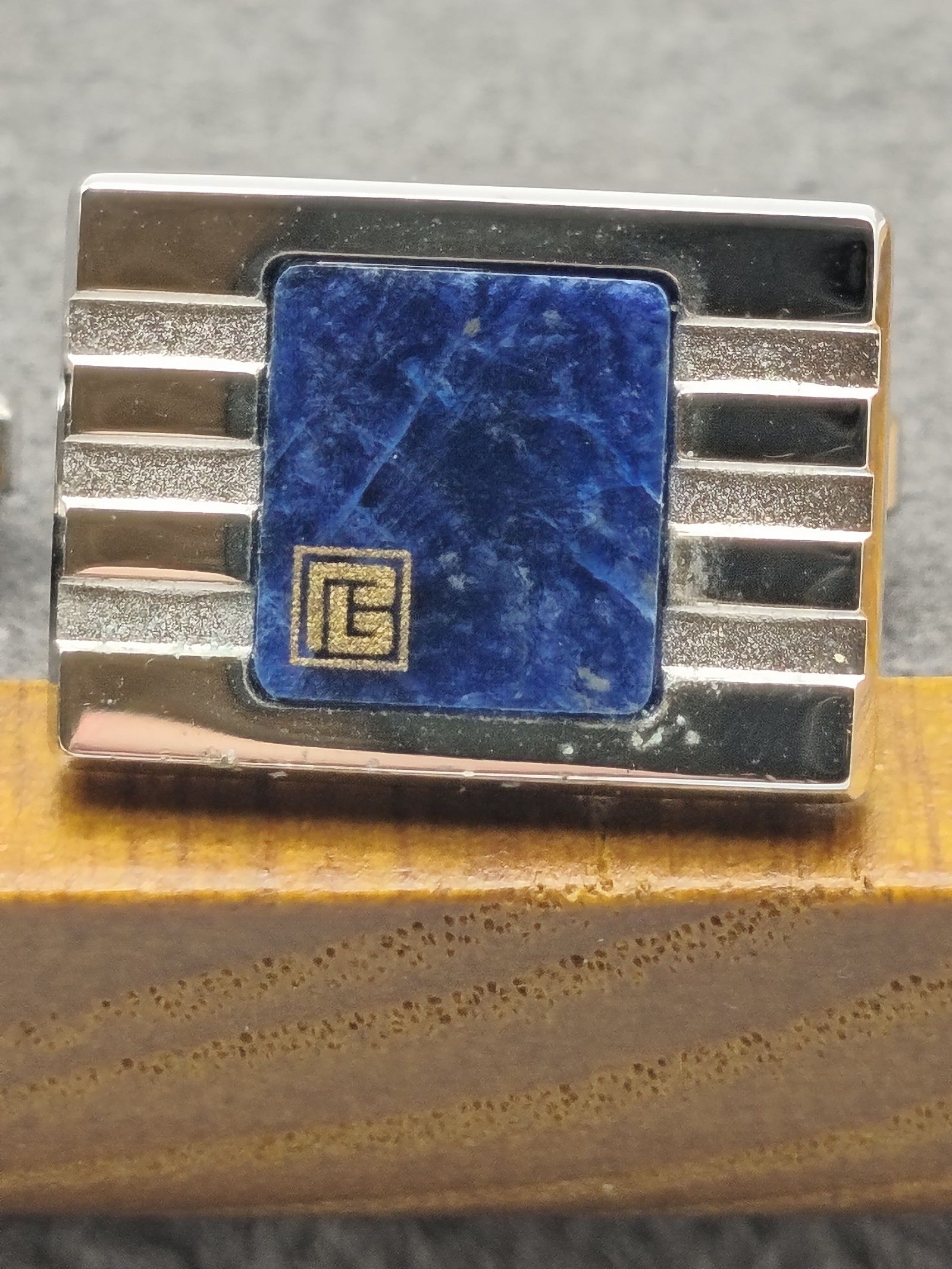 Pierre Balmain Silver & Blue Men's Cufflinks with Original Box image 5