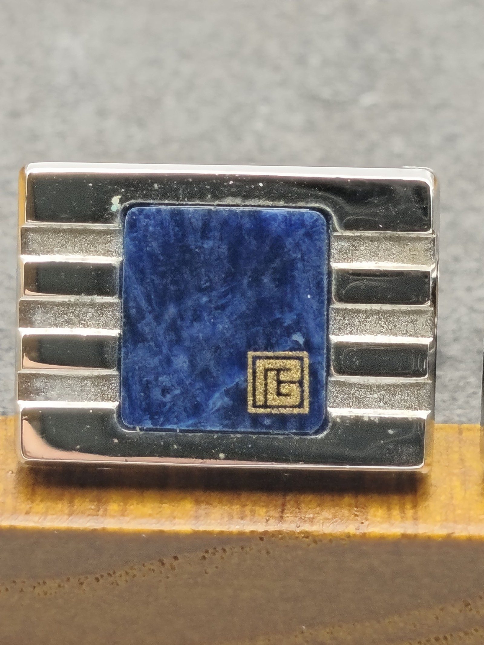 Pierre Balmain Silver & Blue Men's Cufflinks with Original Box image 6