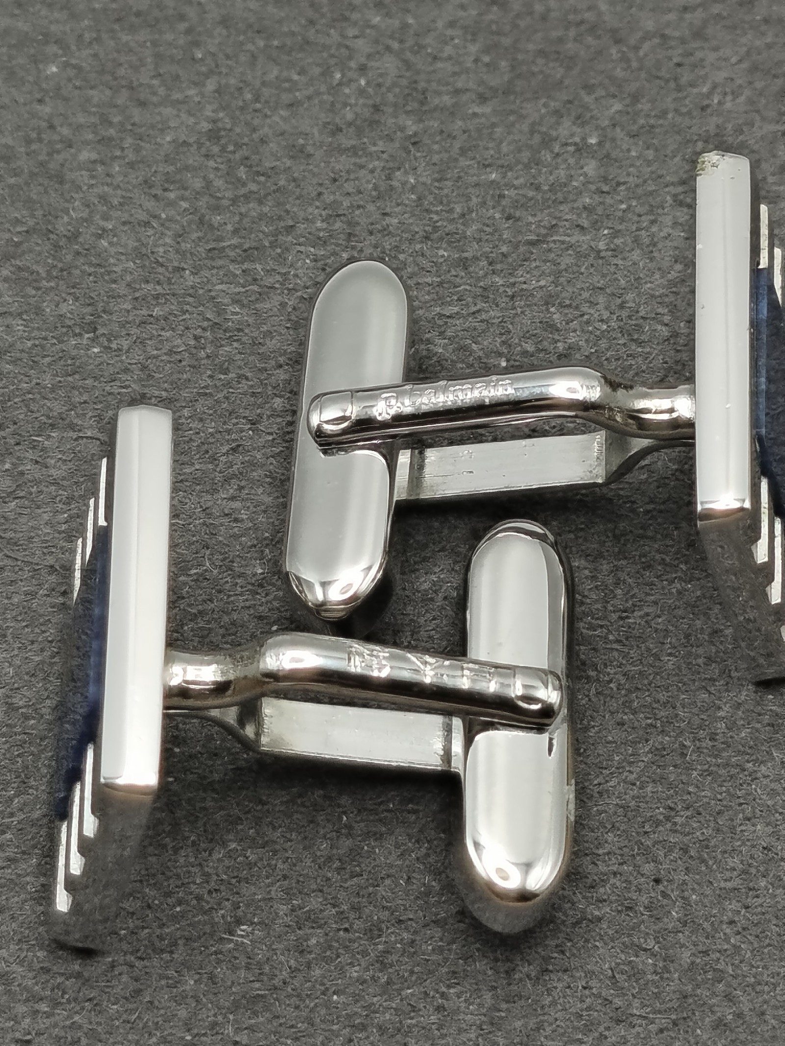 Pierre Balmain Silver & Blue Men's Cufflinks with Original Box image 8