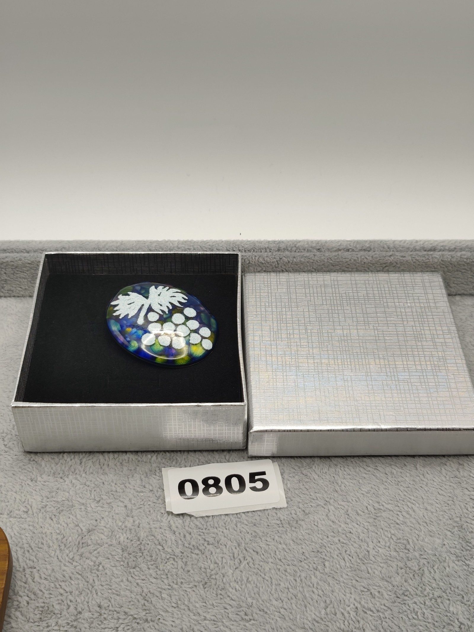 Enamel painted Brooch blue