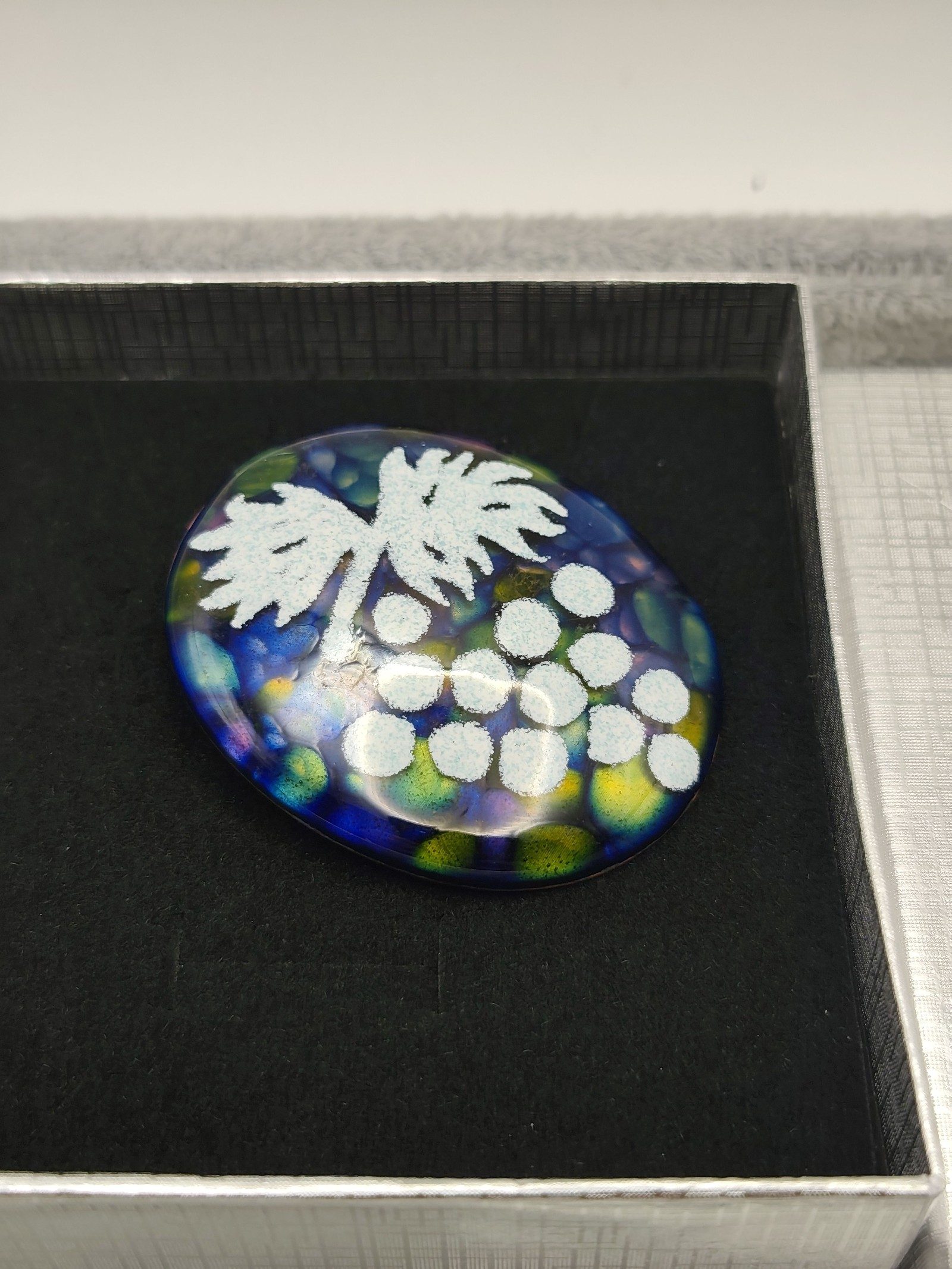 Enamel painted Brooch blue image 2