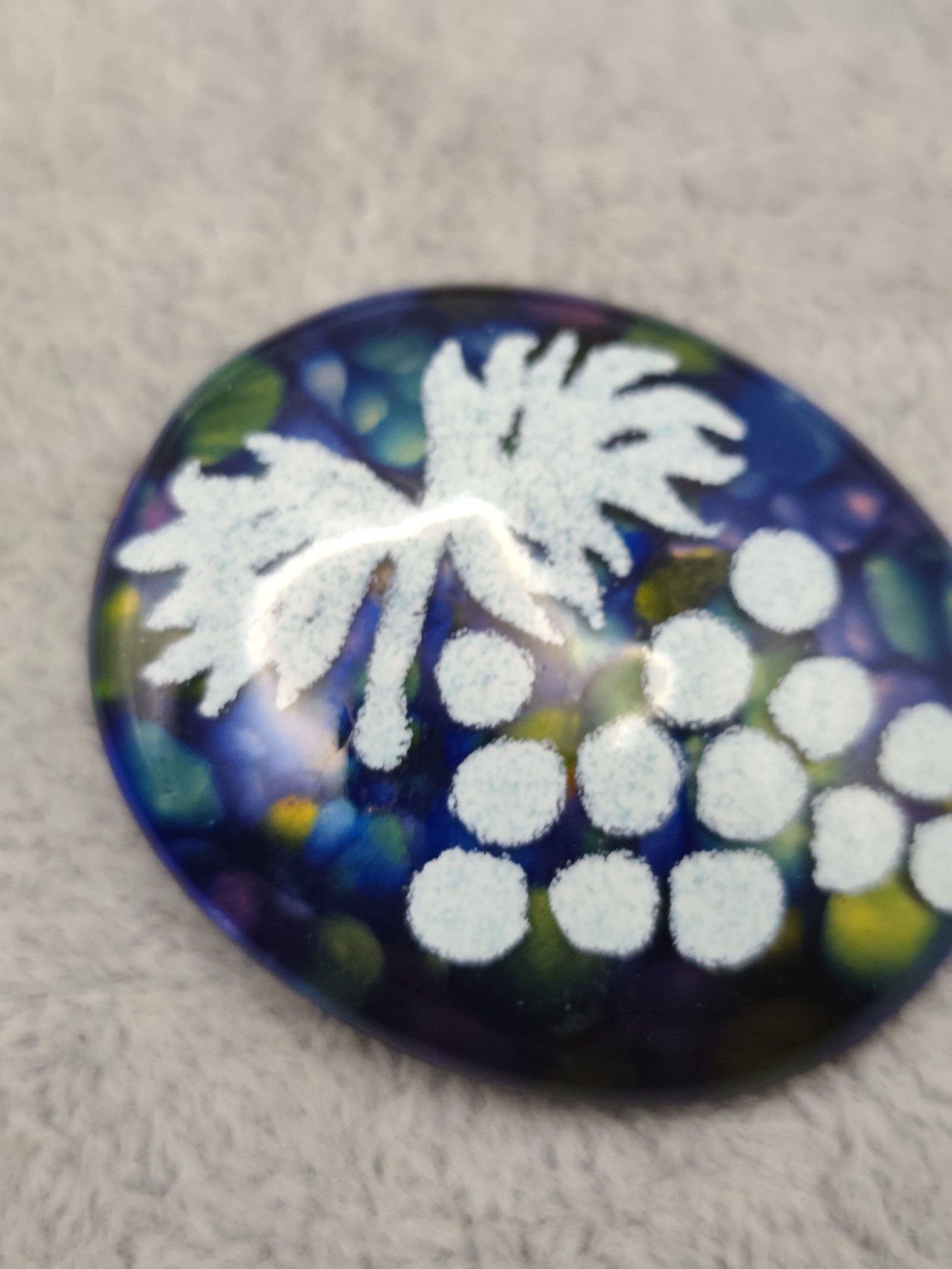 Enamel painted Brooch blue image 5