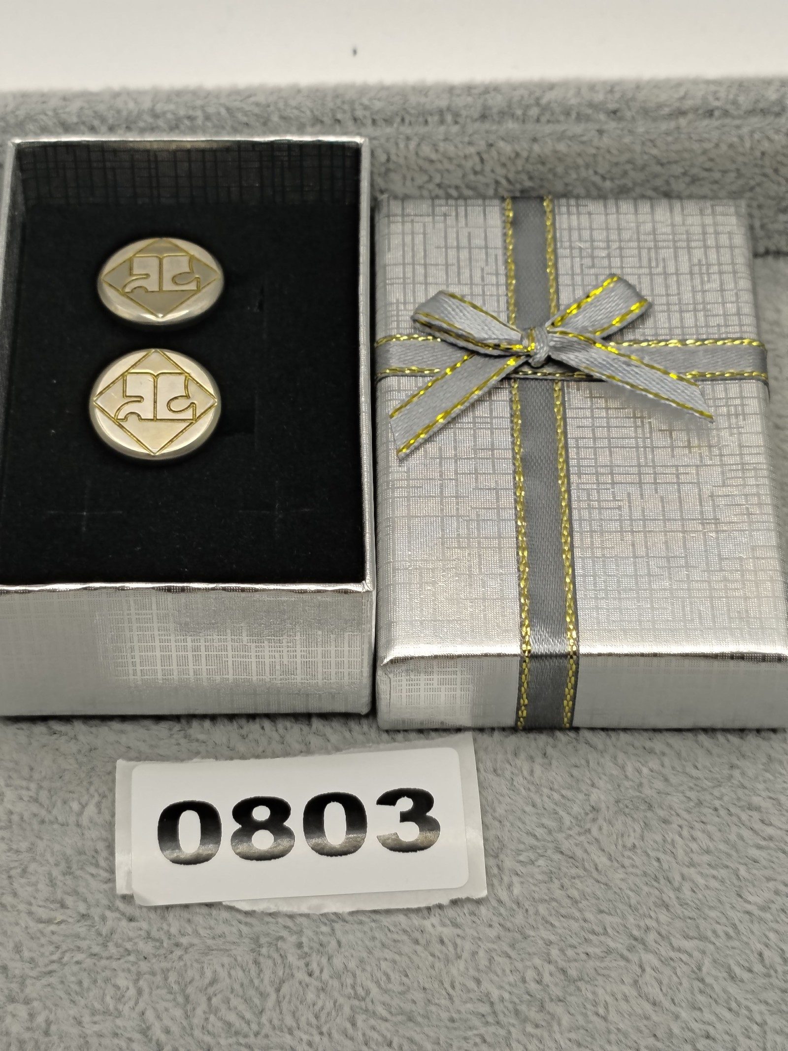 Courreges Round Cufflinks with Geometric Design