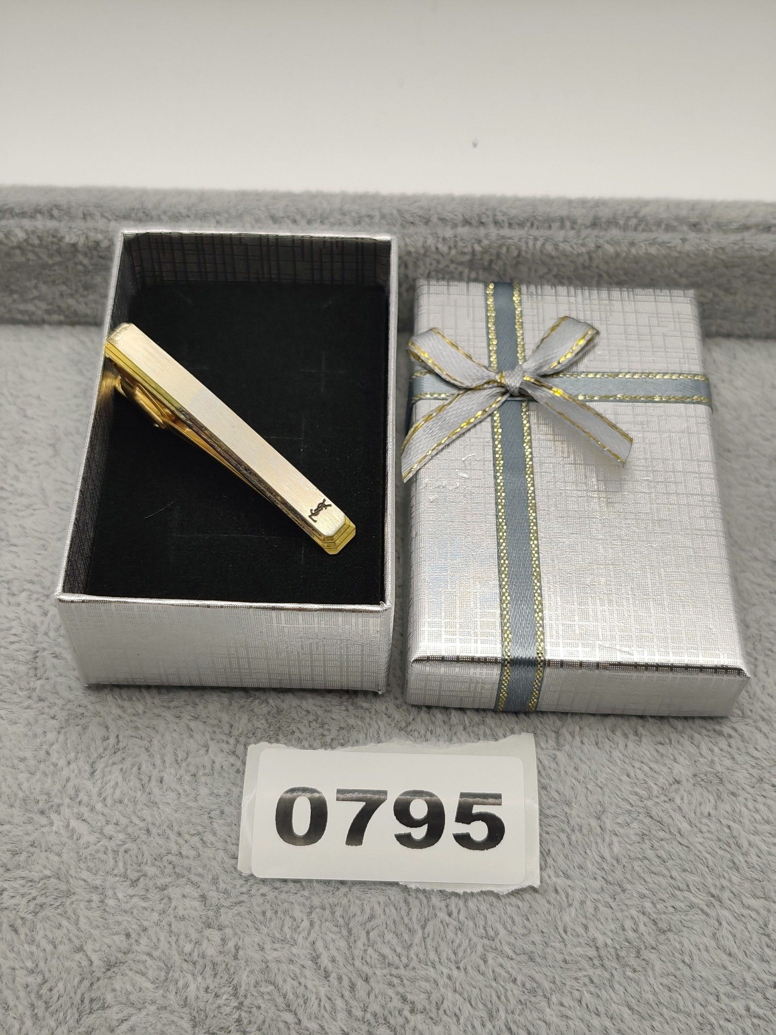 Yves Saint Laurent Silver & Gold Tone Men's Tie Clip