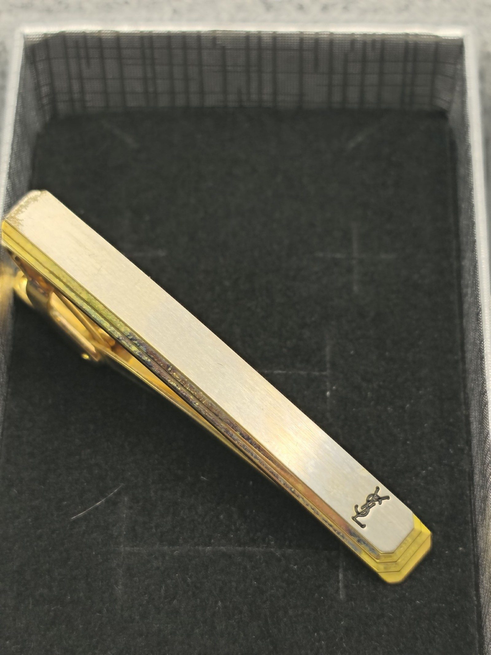 Yves Saint Laurent Silver & Gold Tone Men's Tie Clip image 2