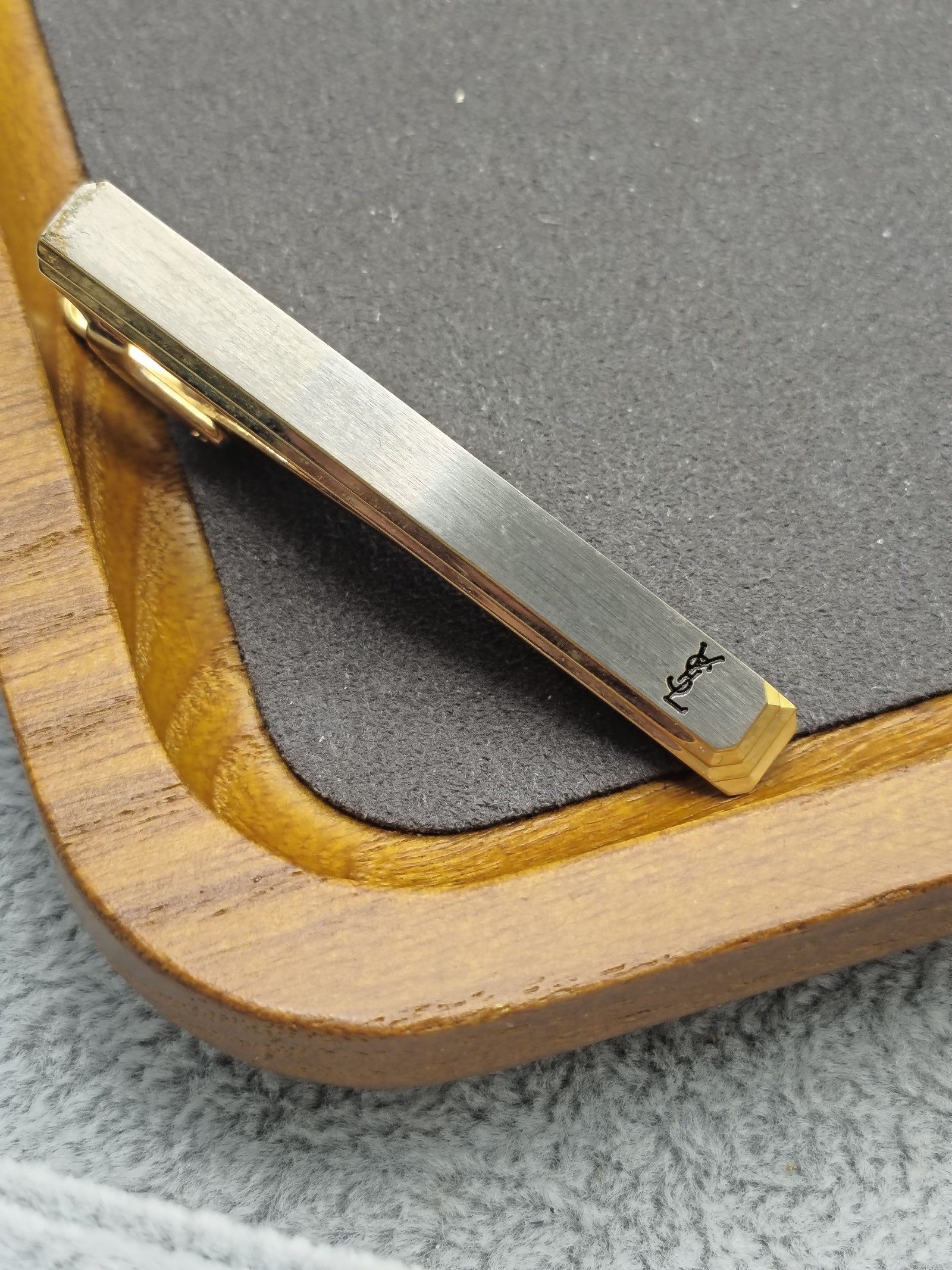 Yves Saint Laurent Silver & Gold Tone Men's Tie Clip image 3