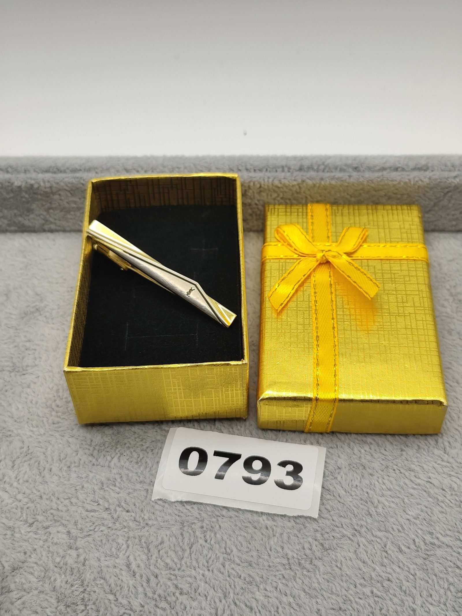 YSL Two Tone Silver & Gold Tie Clip