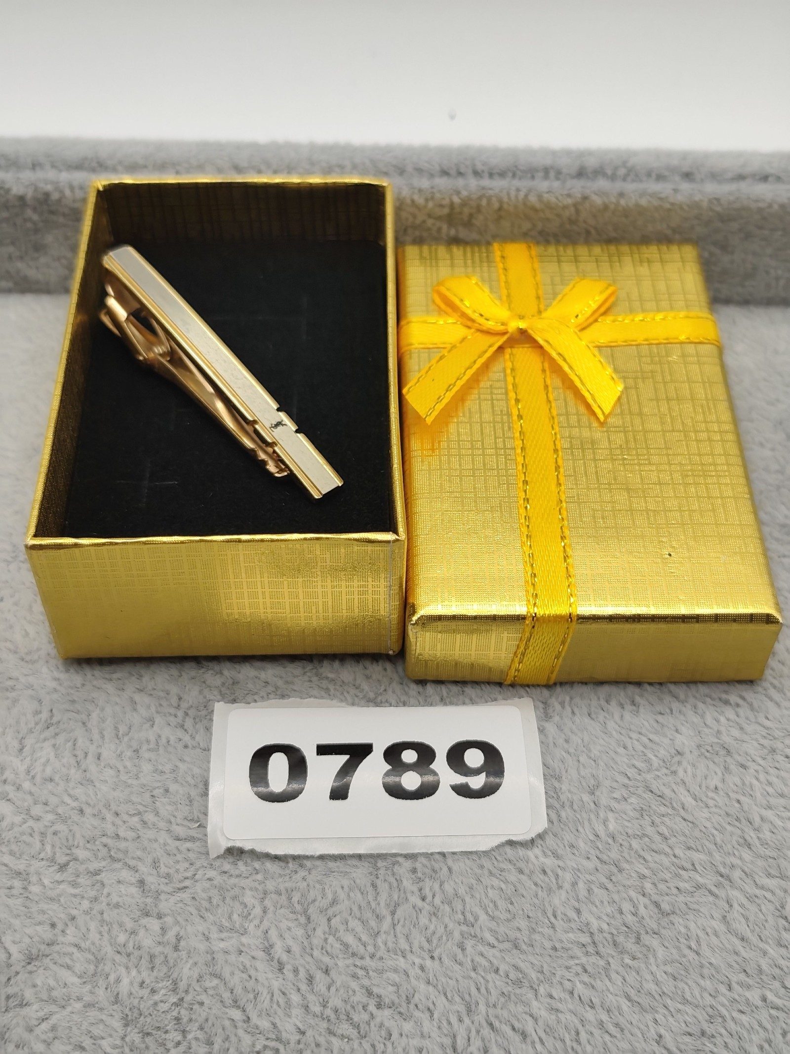 YSL Gold Tone Metal Tie Clip