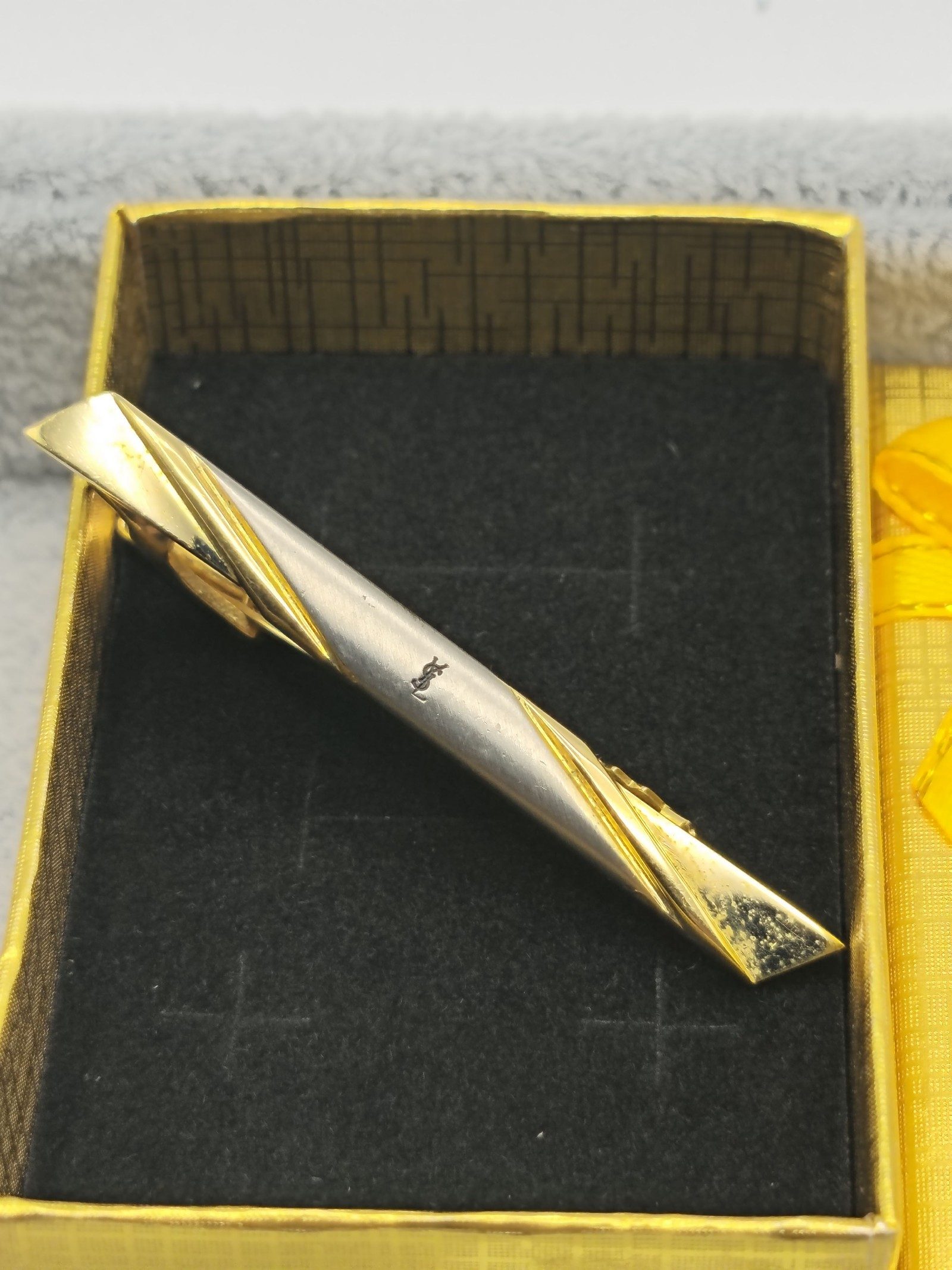 Yves Saint Laurent Gold & Silver Tone Tie Clip image 2