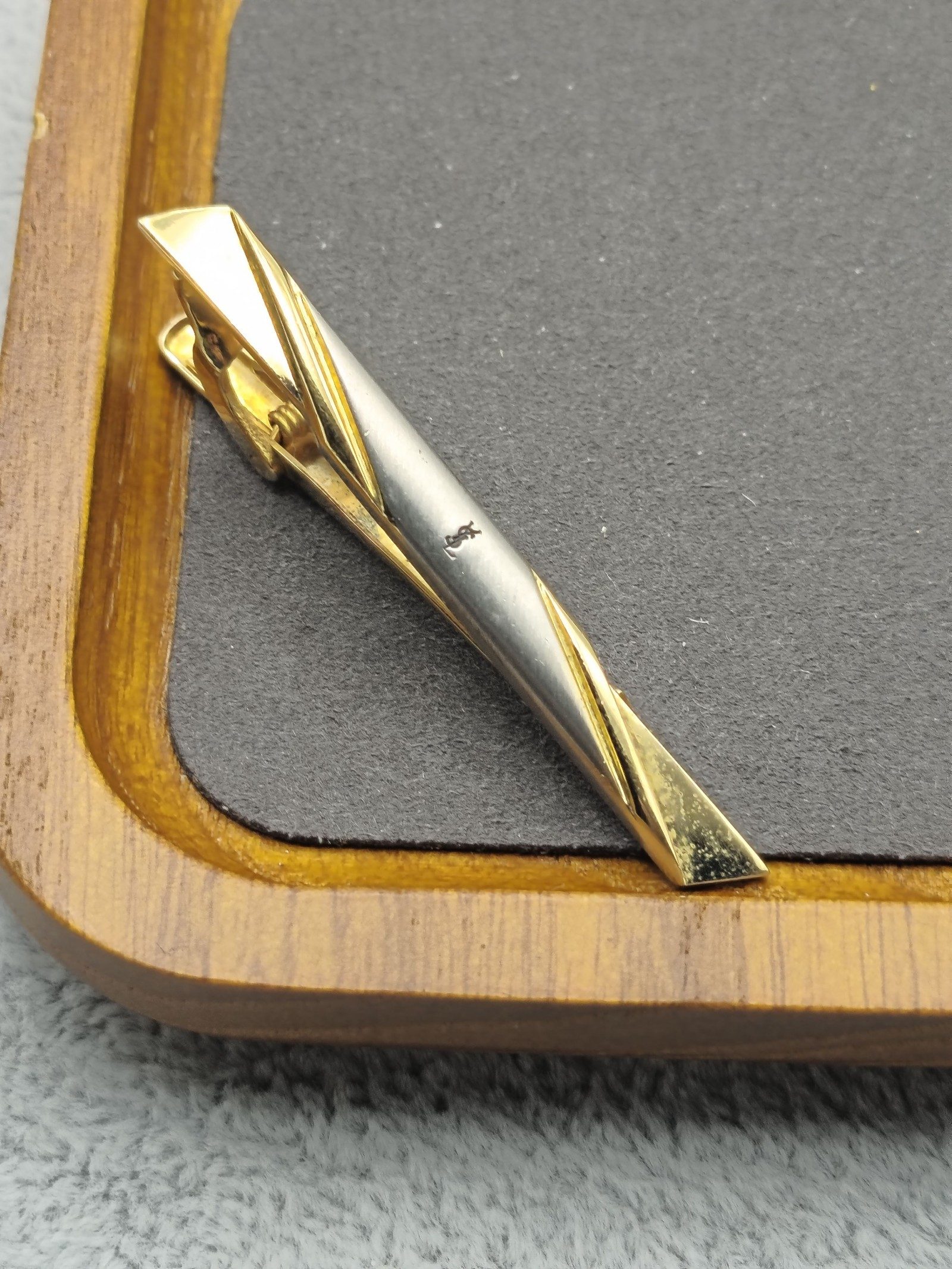 Yves Saint Laurent Gold & Silver Tone Tie Clip image 3