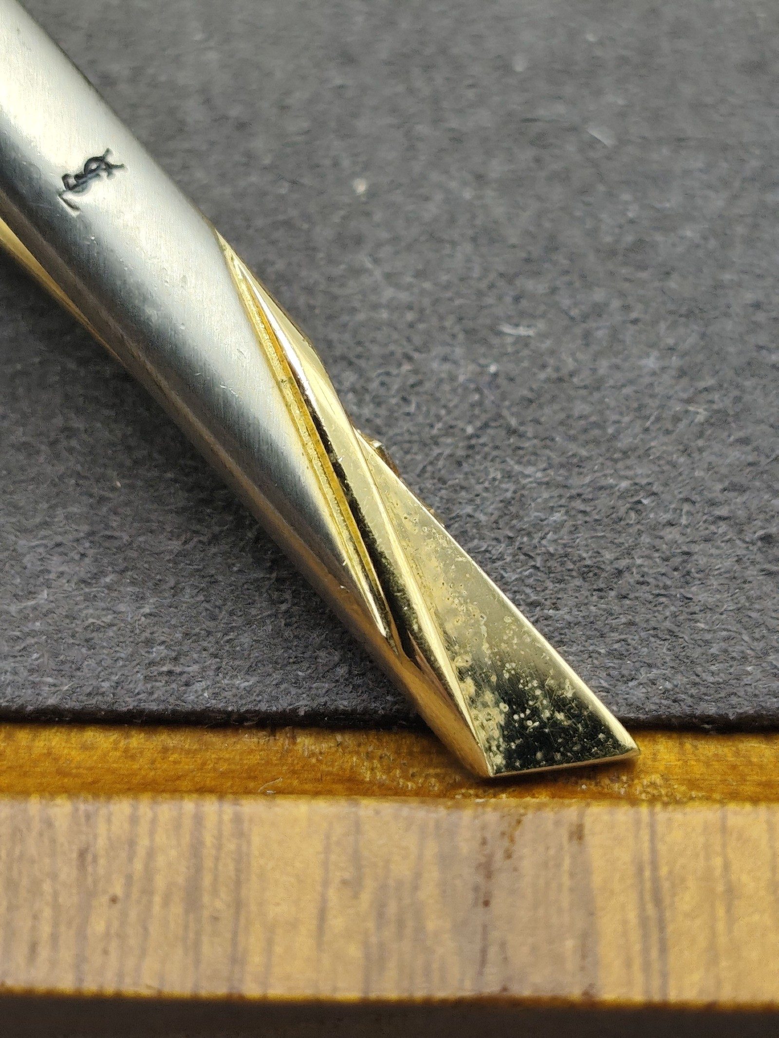 Yves Saint Laurent Gold & Silver Tone Tie Clip image 4