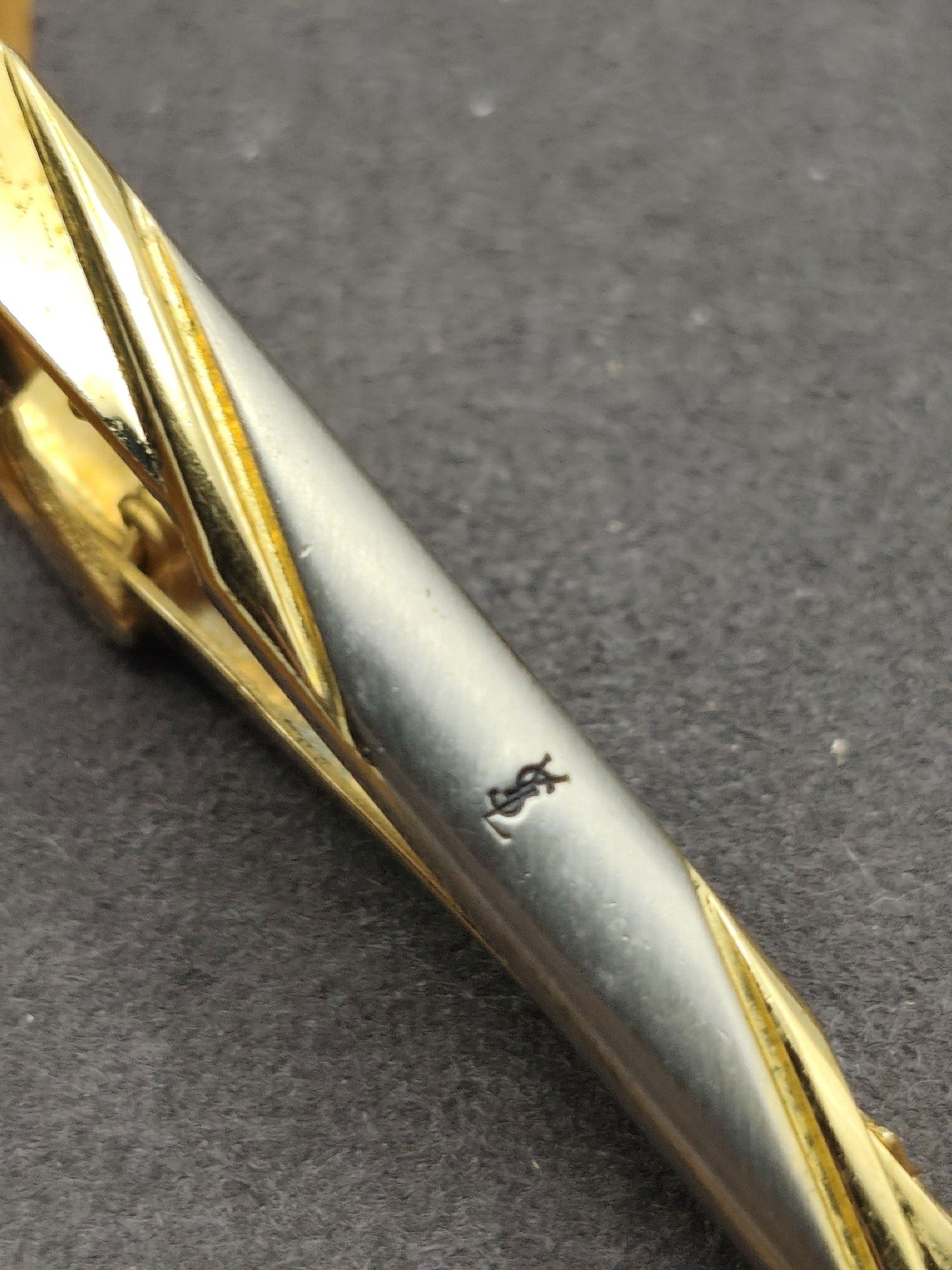 Yves Saint Laurent Gold & Silver Tone Tie Clip image 5
