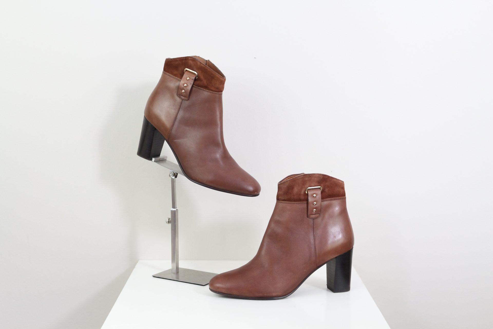 Bottines en cuir et suède Bocage avec détails en laiton marron 37 image 2
