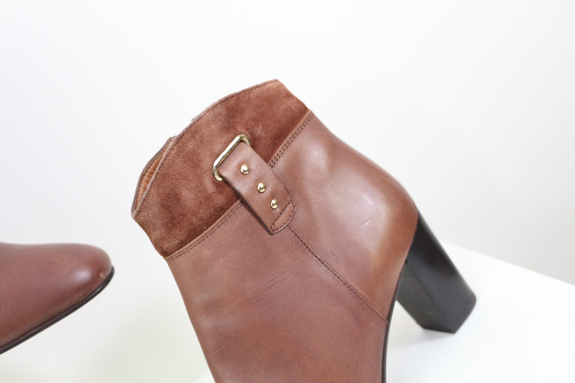 Bottines en cuir et suède Bocage avec détails en laiton marron 37 image 3