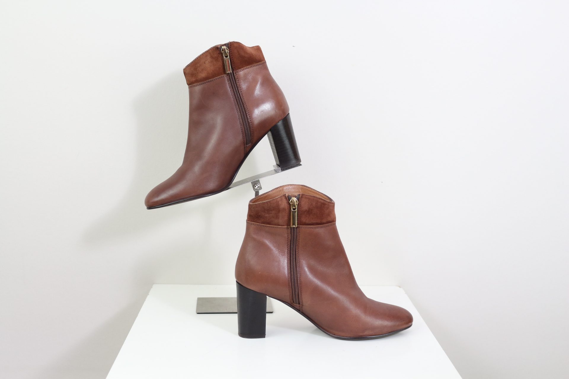 Bottines en cuir et suède Bocage avec détails en laiton marron 37 image 5