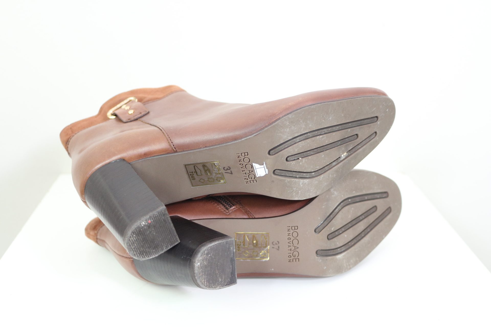 Bottines en cuir et suède Bocage avec détails en laiton marron 37 image 8