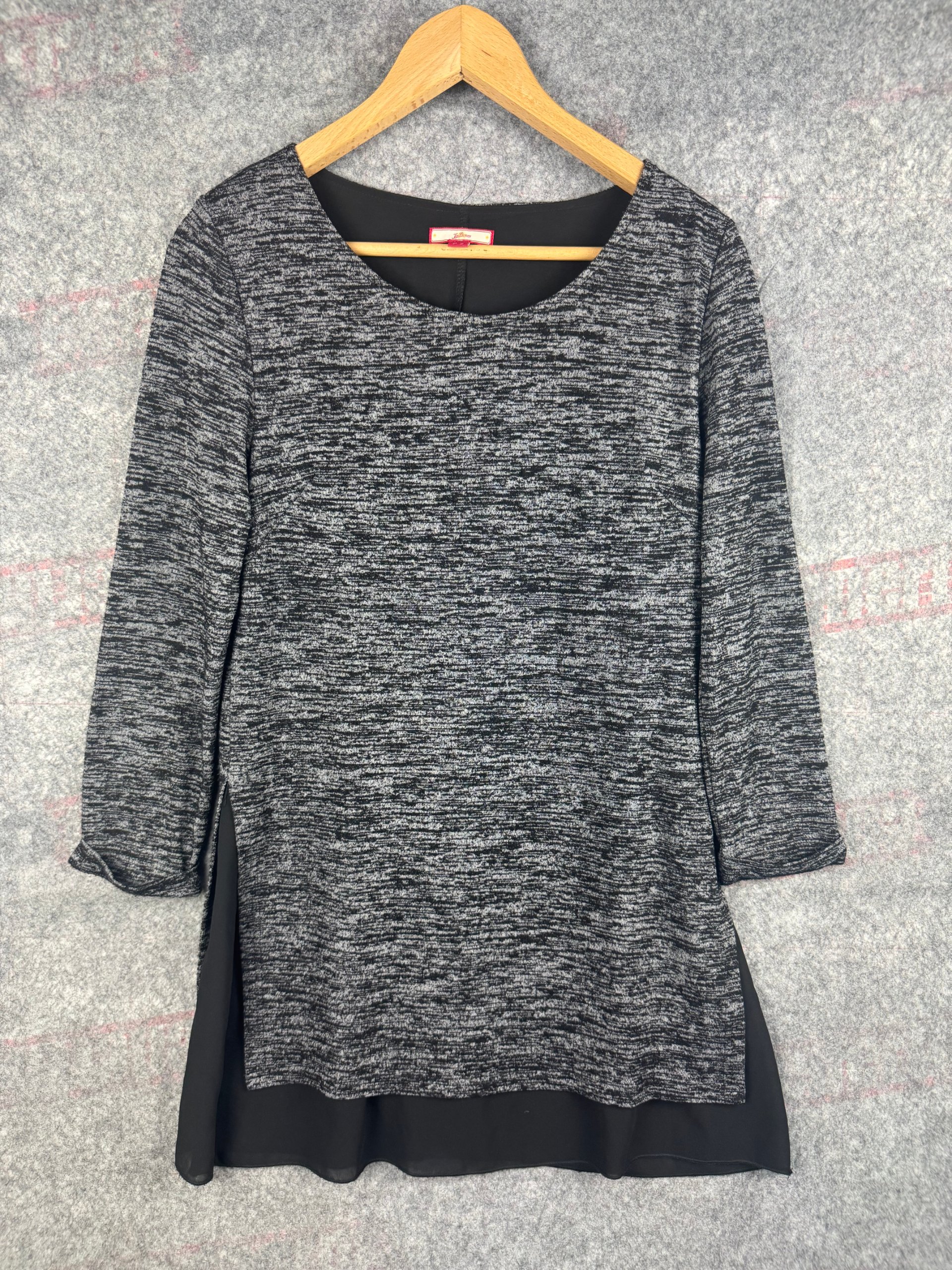 Joe Browns Black & Grey Marled Tunic Dress UK 10 Sheer Hem