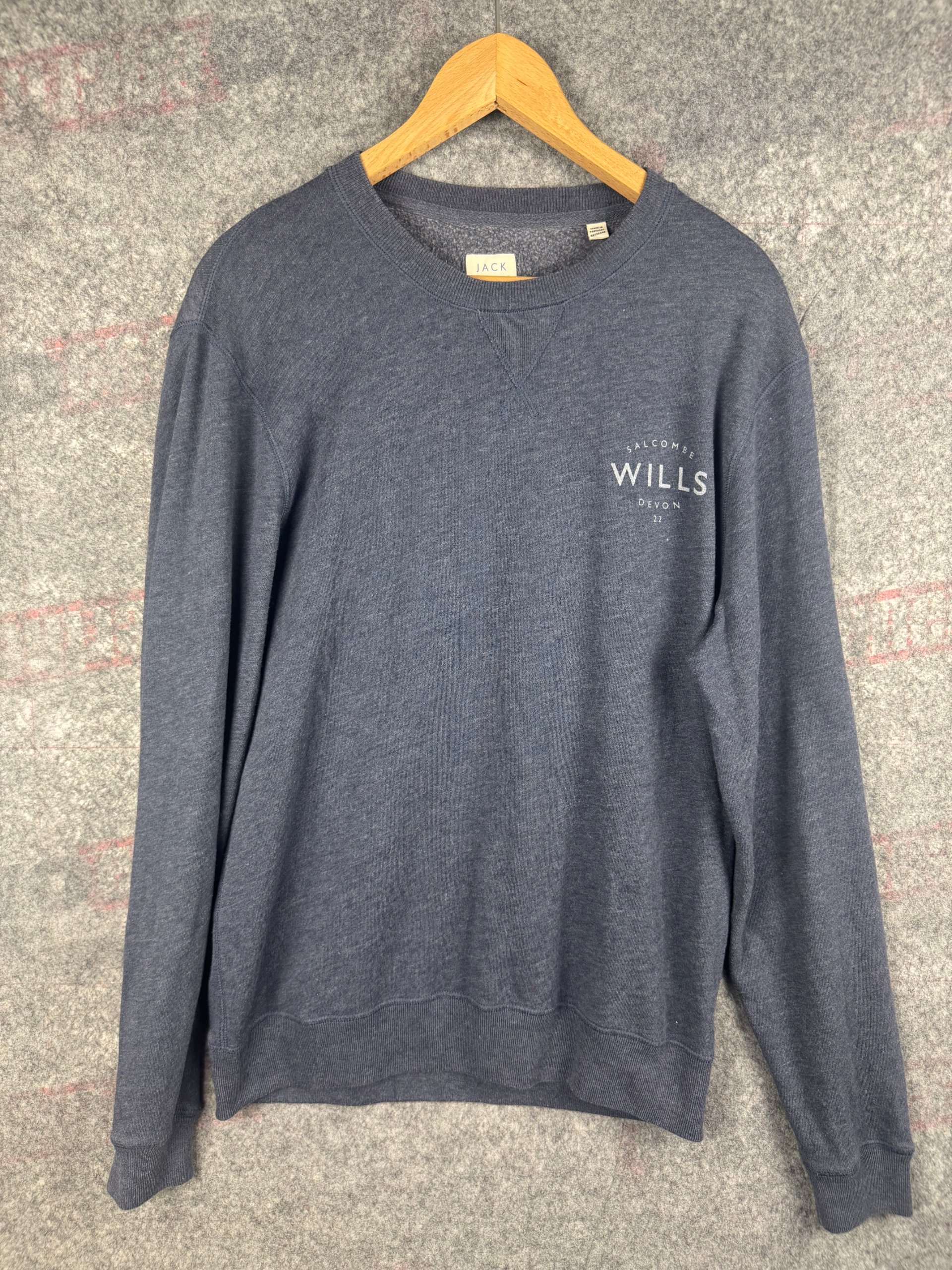 Jack Wills Navy Crew Neck Sweatshirt Large Cotton Blend