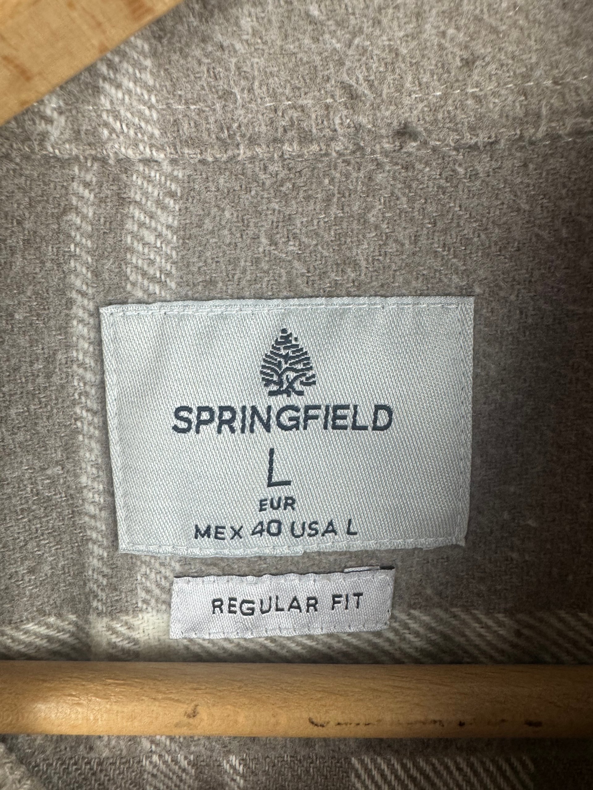 Springfield Grey & White Check Overshirt Large Regular Fit image 4