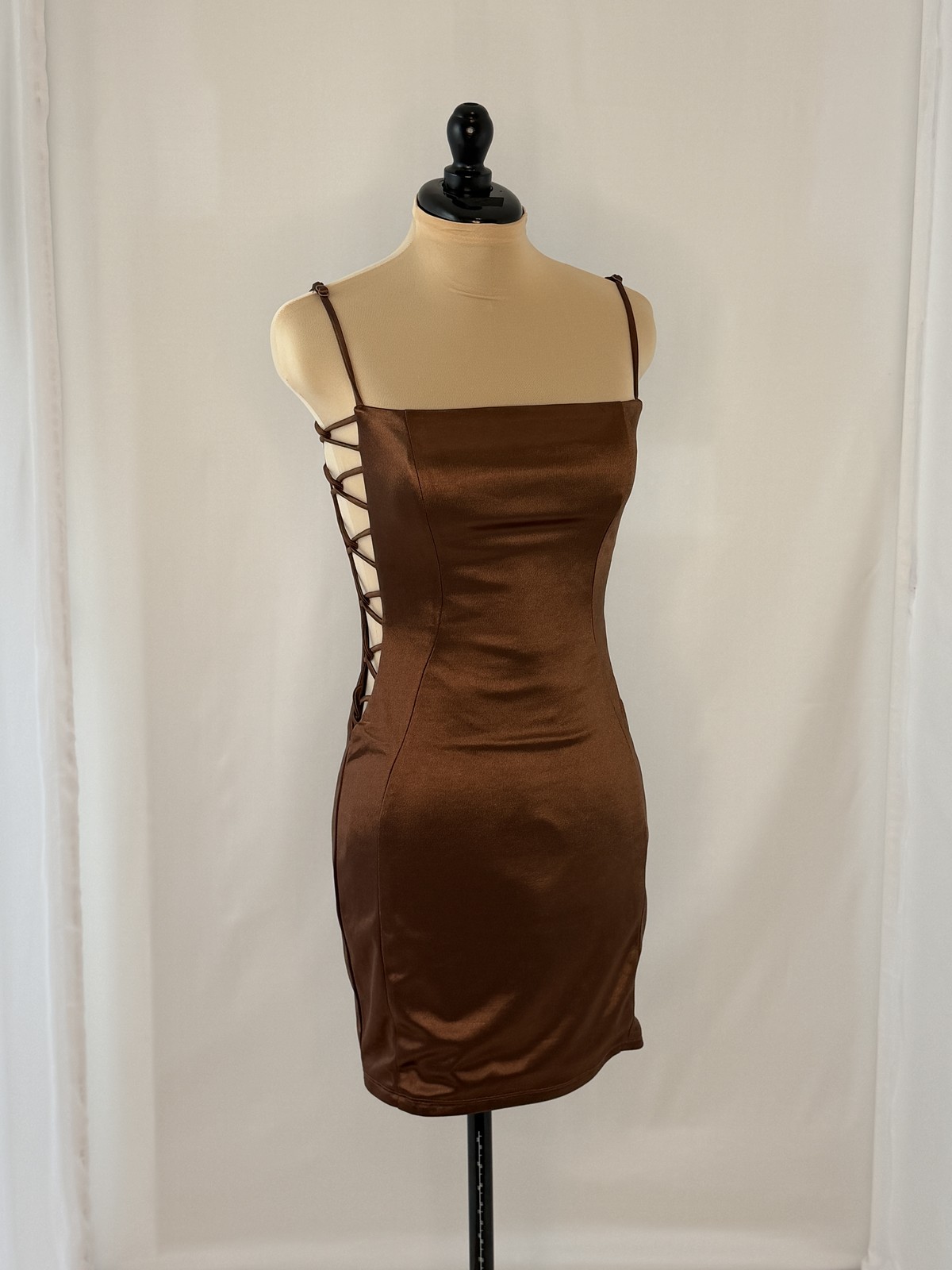 DNA | Brown Satin Mini Dress | M