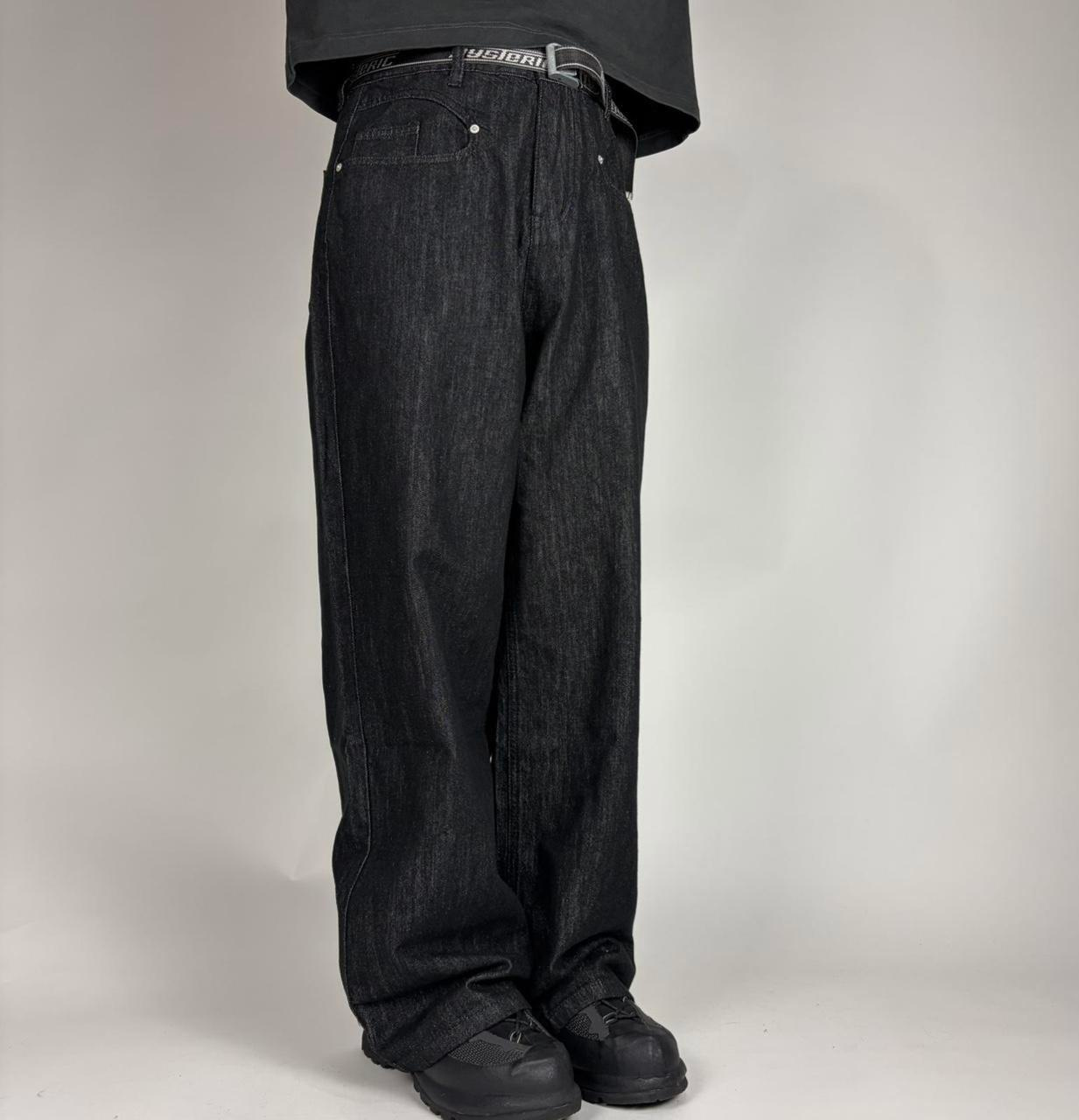 Wide Leg Dark Wash Raw Denim Trousers image 4