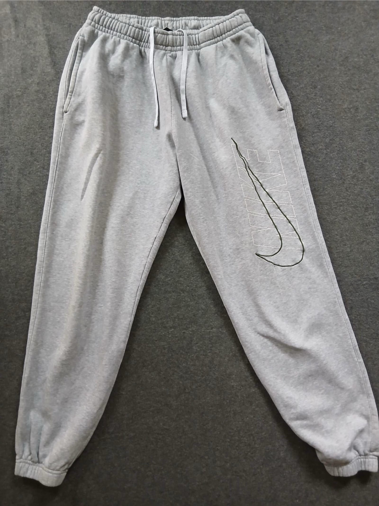 Nike Grey Sweatpants Medium with Embroidered Logo