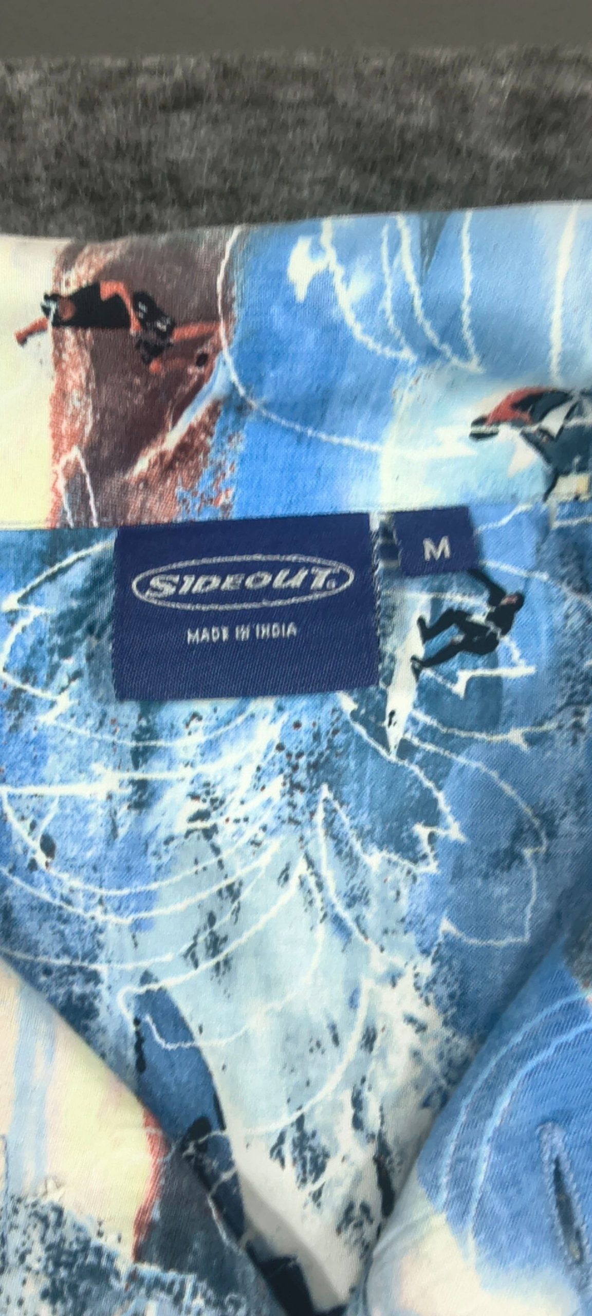 Sideout Blue & White Cool Surf Print Hawaiian Shirt Medium Big Waves image 2