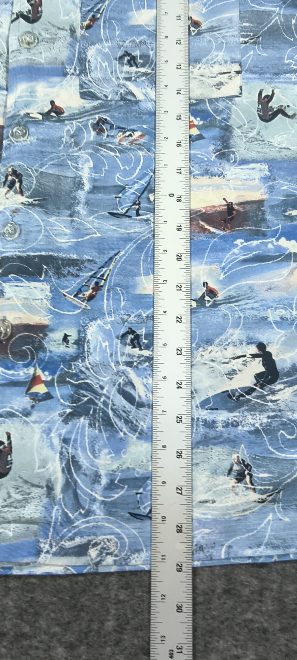 Sideout Blue & White Cool Surf Print Hawaiian Shirt Medium Big Waves image 4
