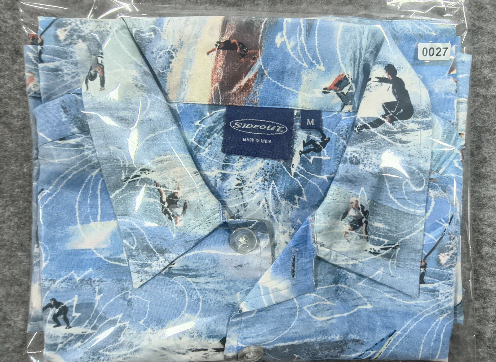 Sideout Blue & White Cool Surf Print Hawaiian Shirt Medium Big Waves image 9