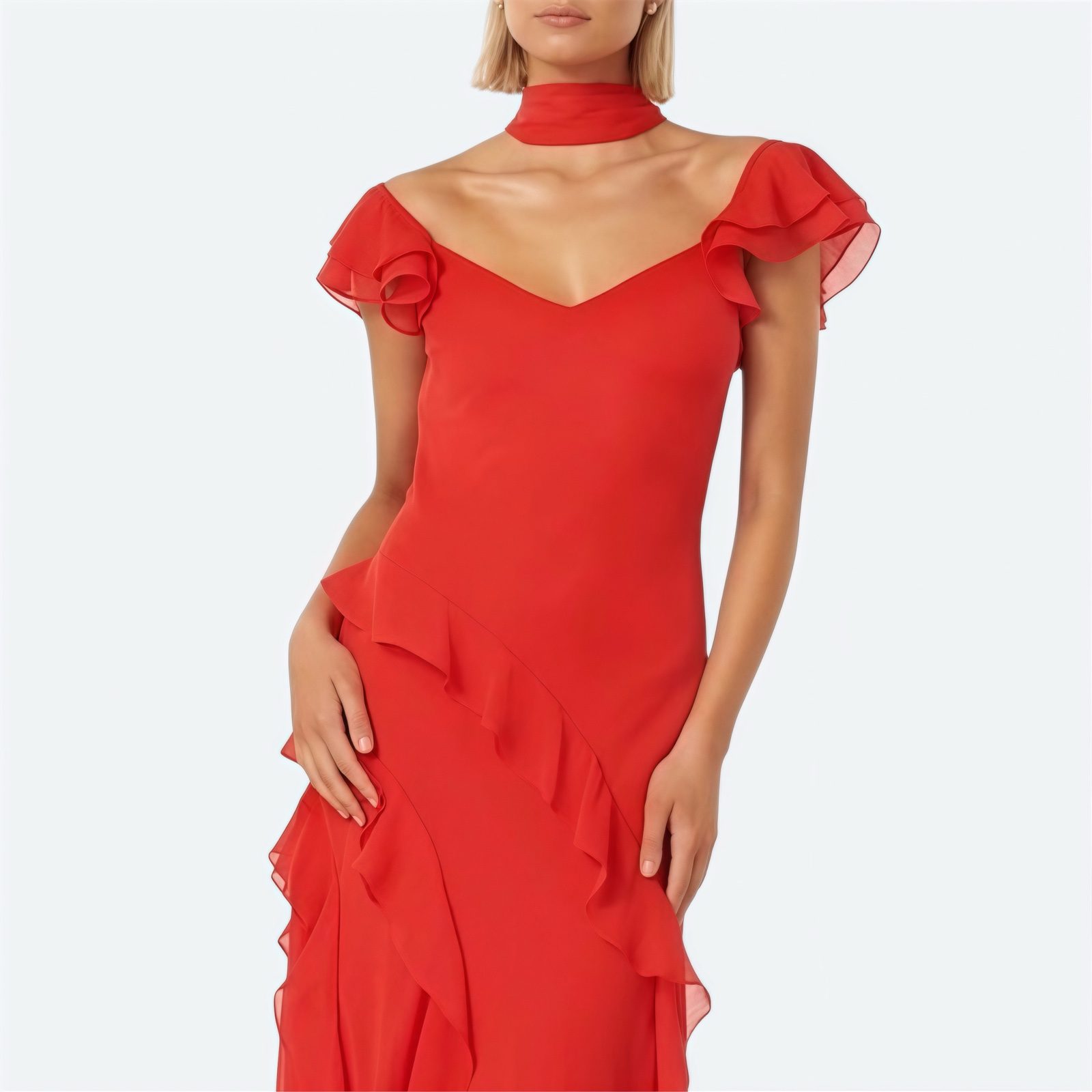 Forever New Polly Ruffle Sleeve Maxi Dress Red M / AU 10 / US 6 Scarf Cocktail image 2