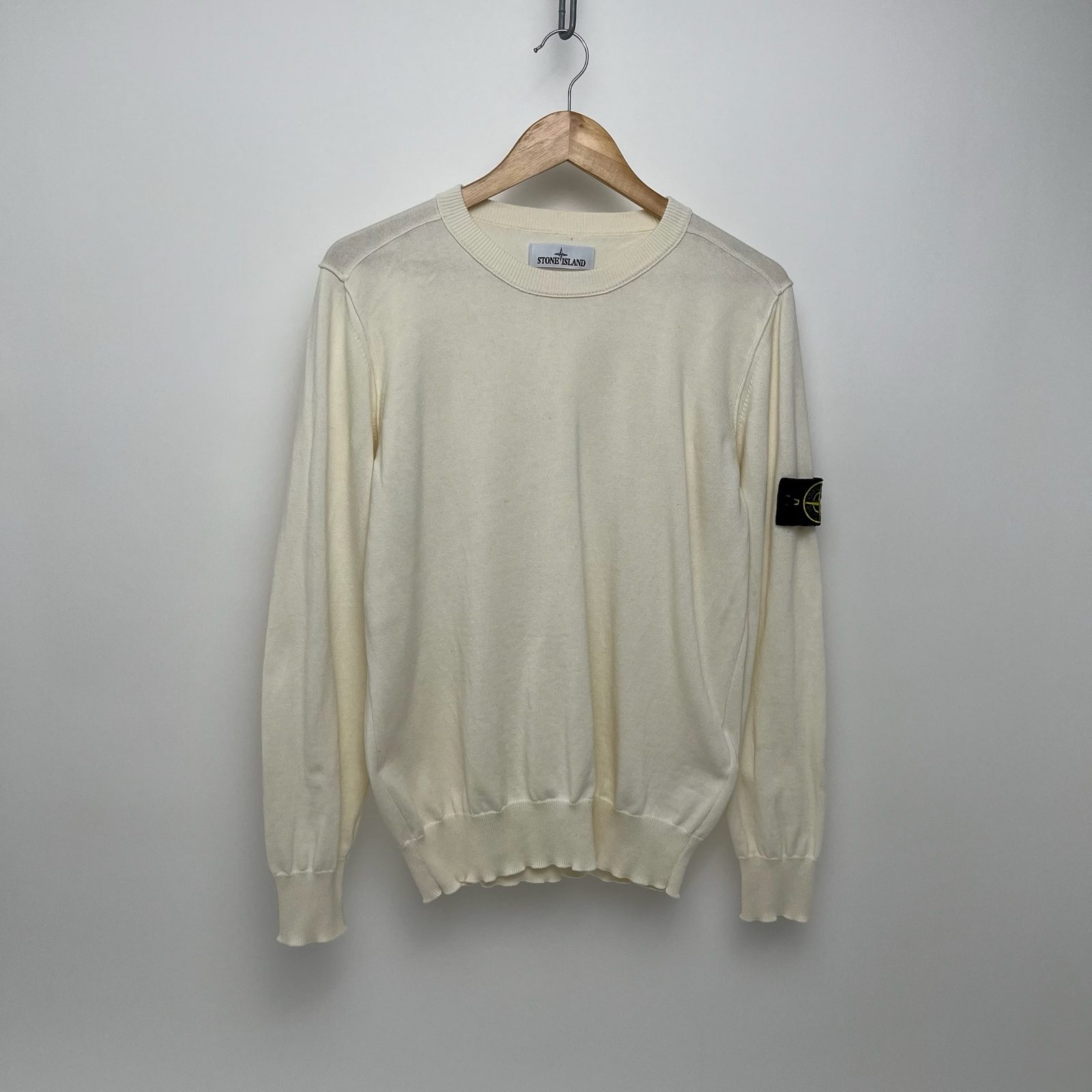 Stone Island Cream Cotton Knit Sweater Jumper - L