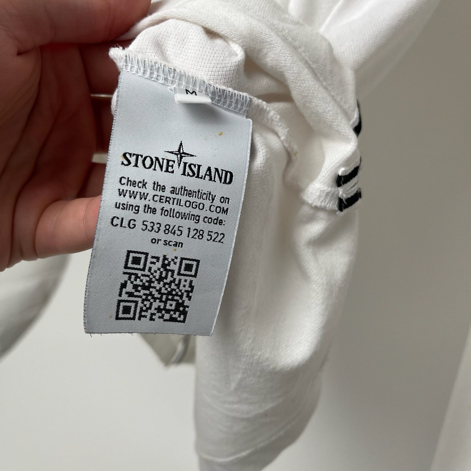 Stone Island White Long Sleeve Polo Shirt - M image 5