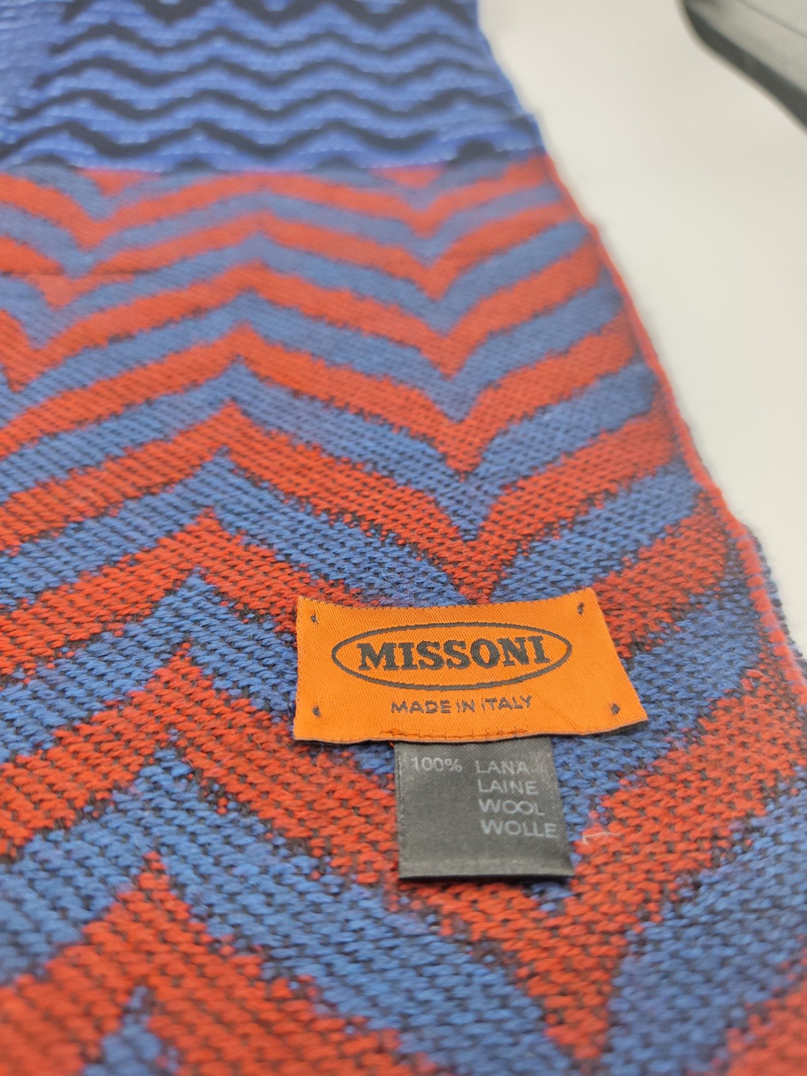 Missoni Blue & Red Wool Scarf 100% Lana Made in Italy